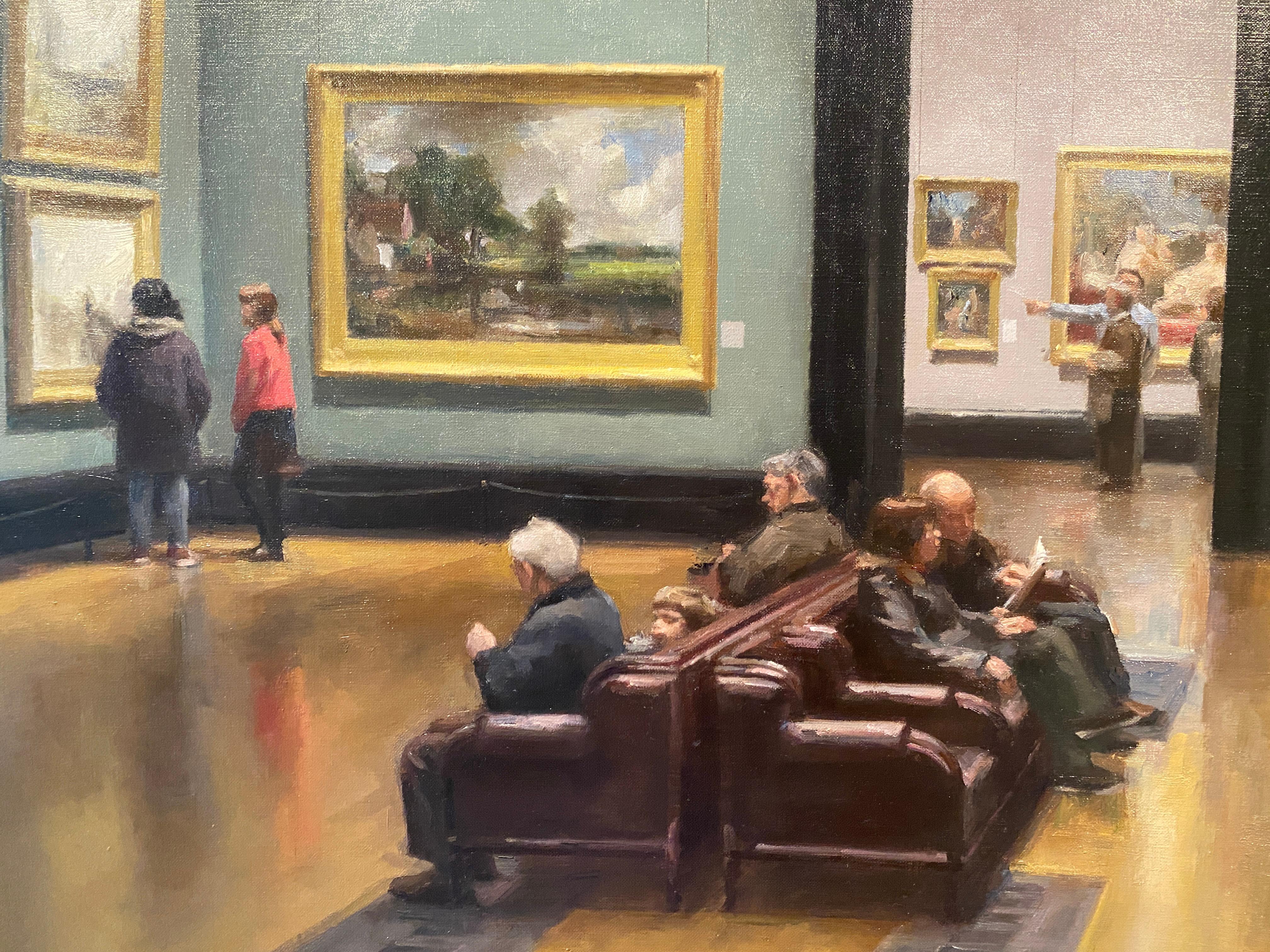 National Gallery, London - museum interior, London, paintings by Turner and more - Black Interior Painting by Steven J. Levin