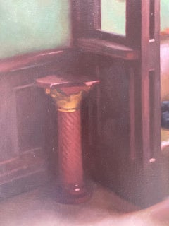 The Locals - American Realist oil painting of a couple in a restaurant interior