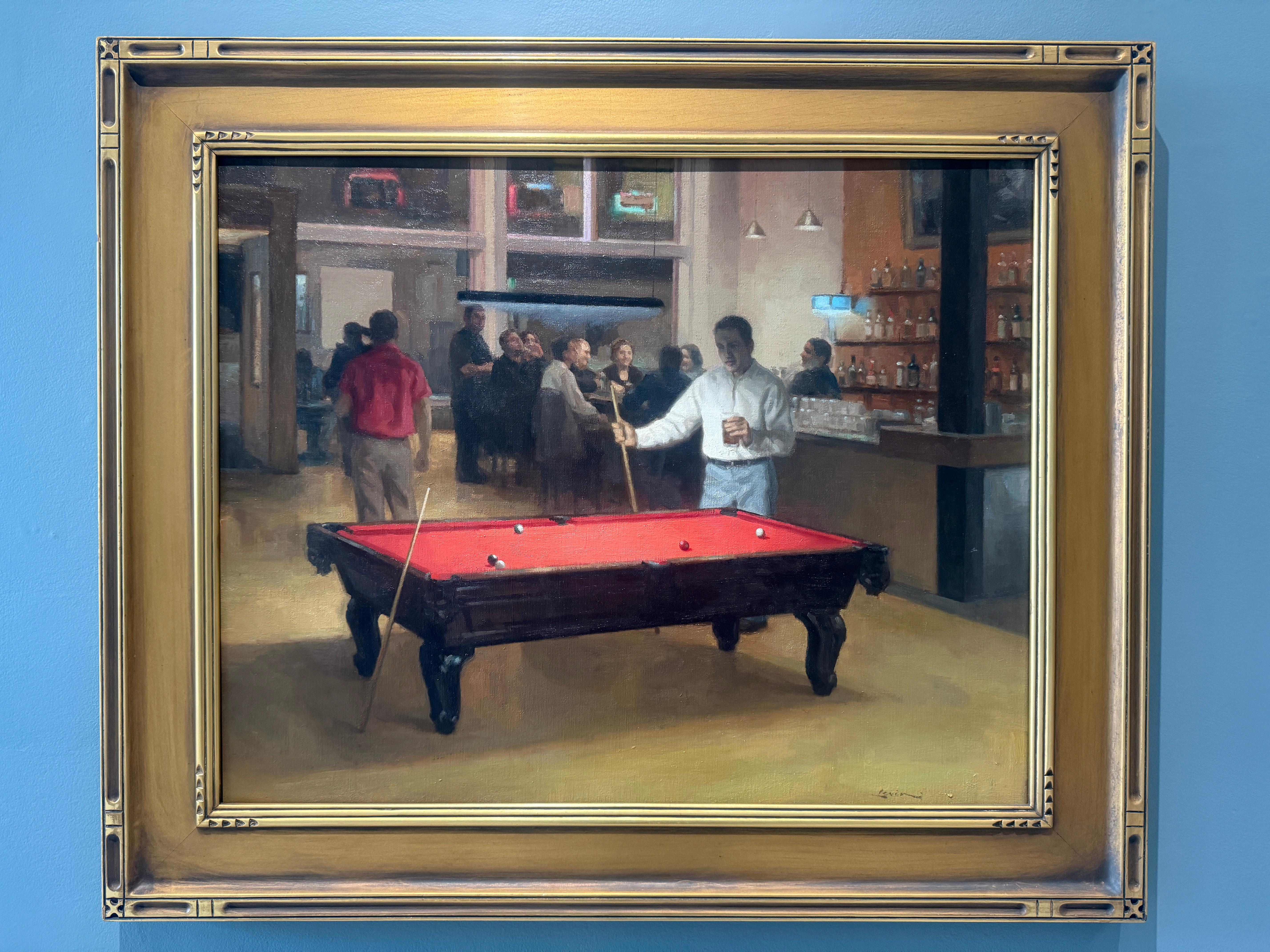 Pool Hall von Pool Hall – Painting von Steven J. Levin
