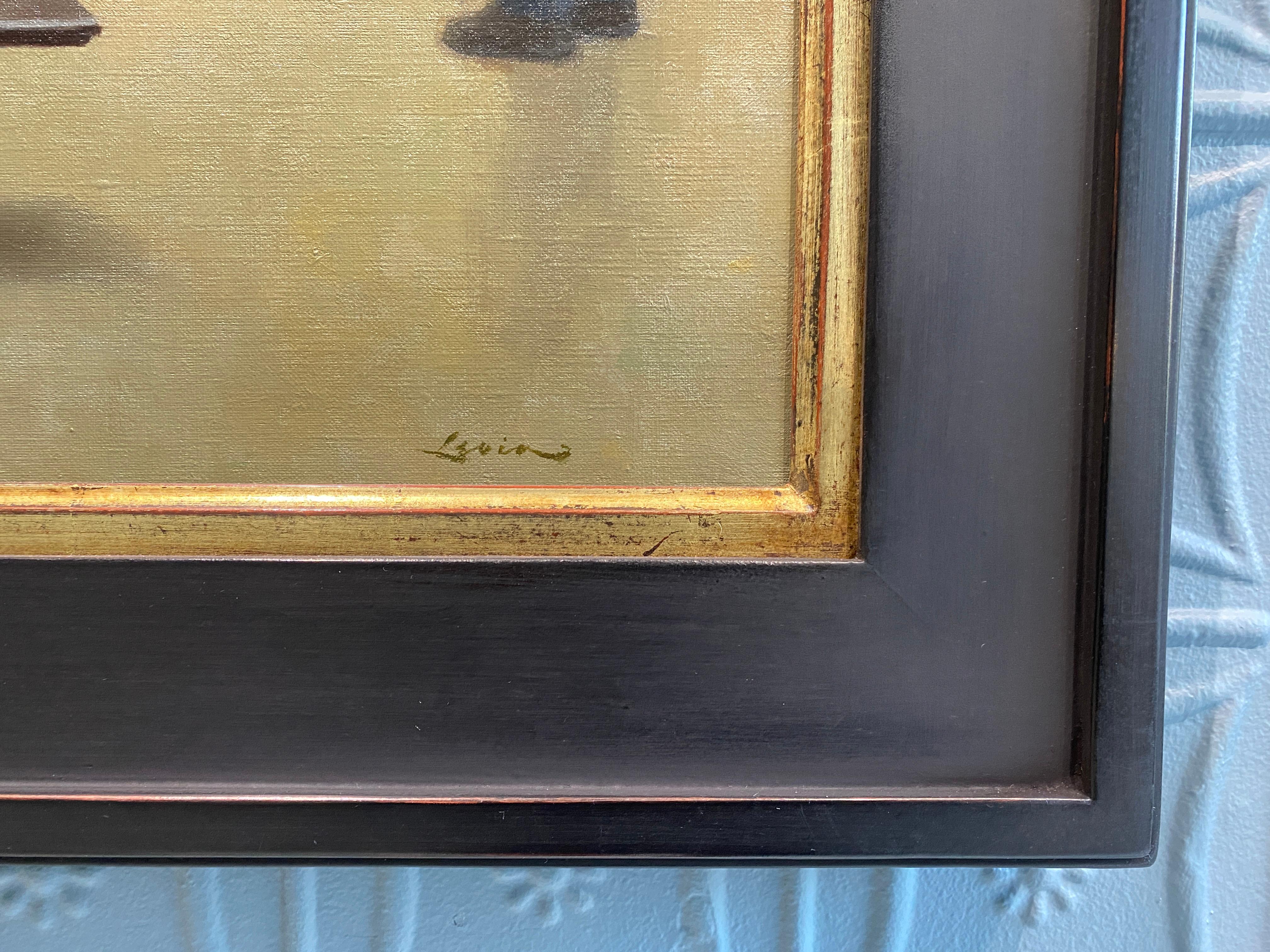„Der Rembrandt-Raum“ – realistisches Gemälde in Öl auf Leinwand, Menschen in einem Museum (Realismus), Painting, von Steven J. Levin