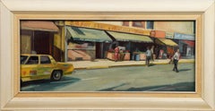 Peinture à l'huile vintage - Scène de rue moderniste américaine du début de l'ère new-yorkaise
