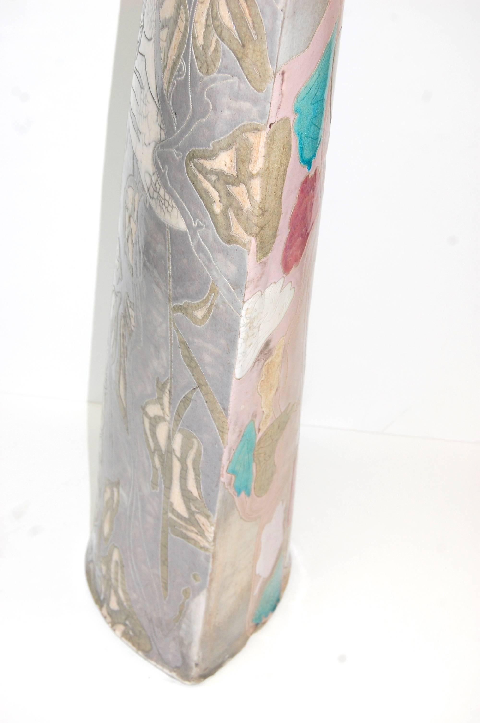 Large Raku Ceramic Floor Sculpture With Woman 7