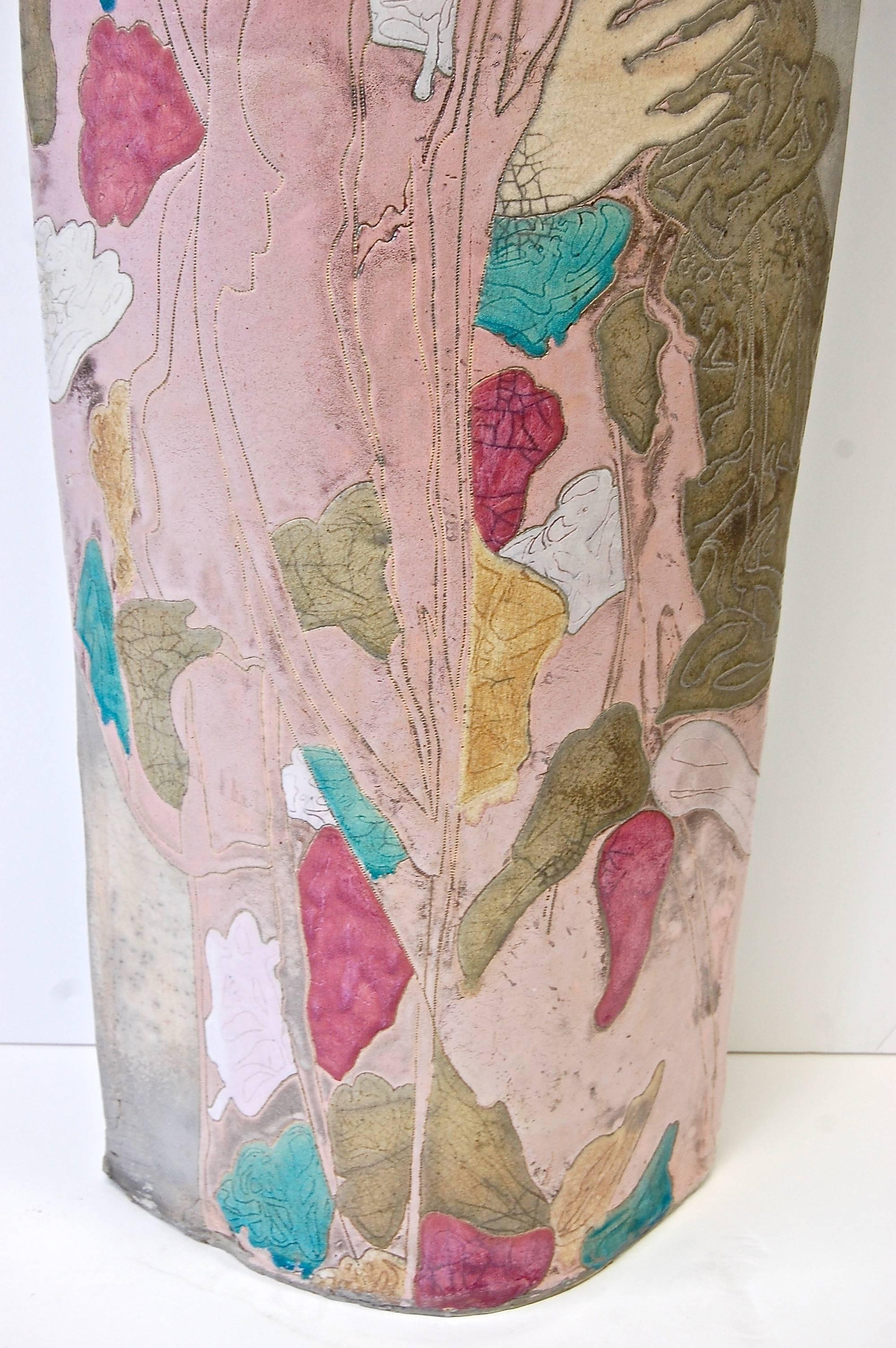 Large Raku Ceramic Floor Sculpture With Woman 3