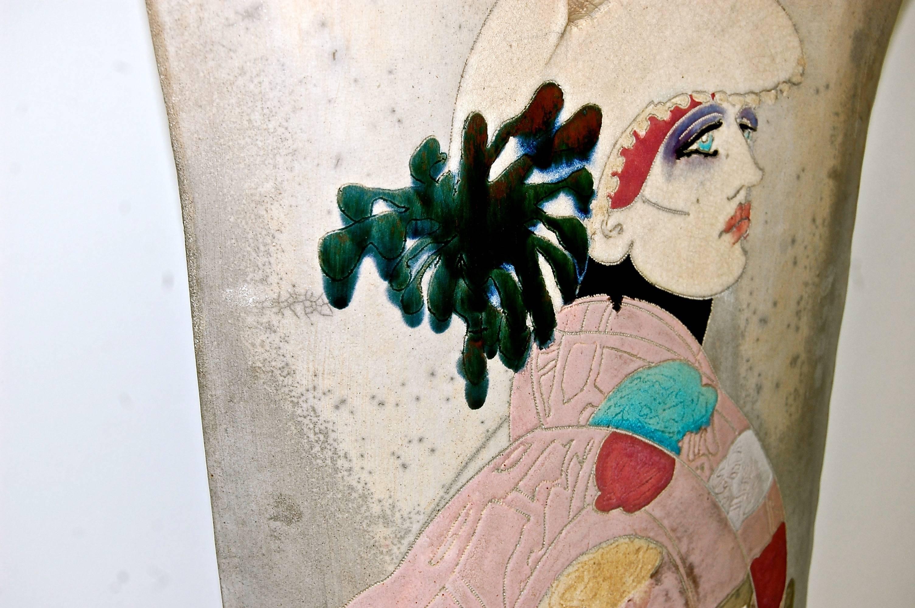Large Raku Ceramic Floor Sculpture With Woman 4