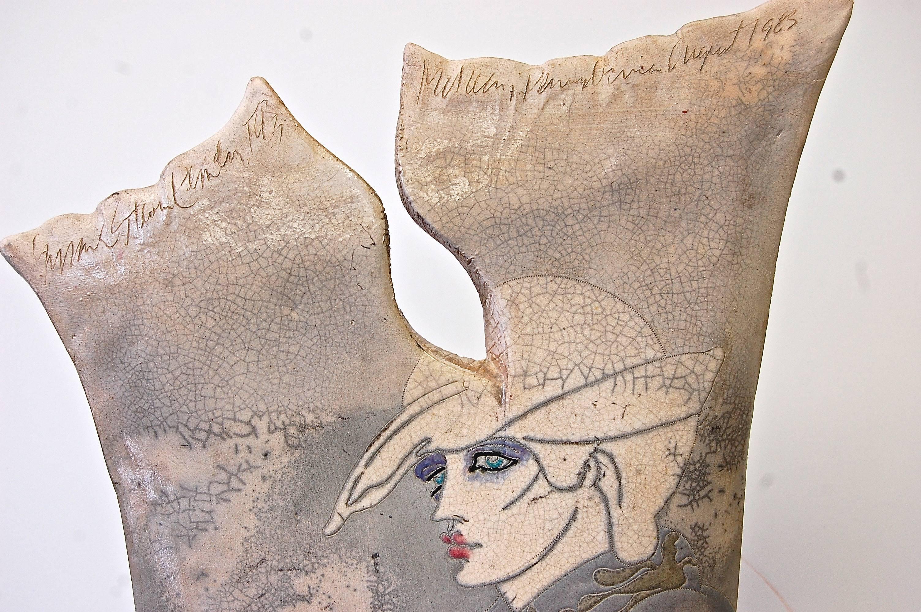 Large Raku Ceramic Floor Sculpture With Woman 5
