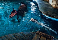 Girl in Pool with Horse