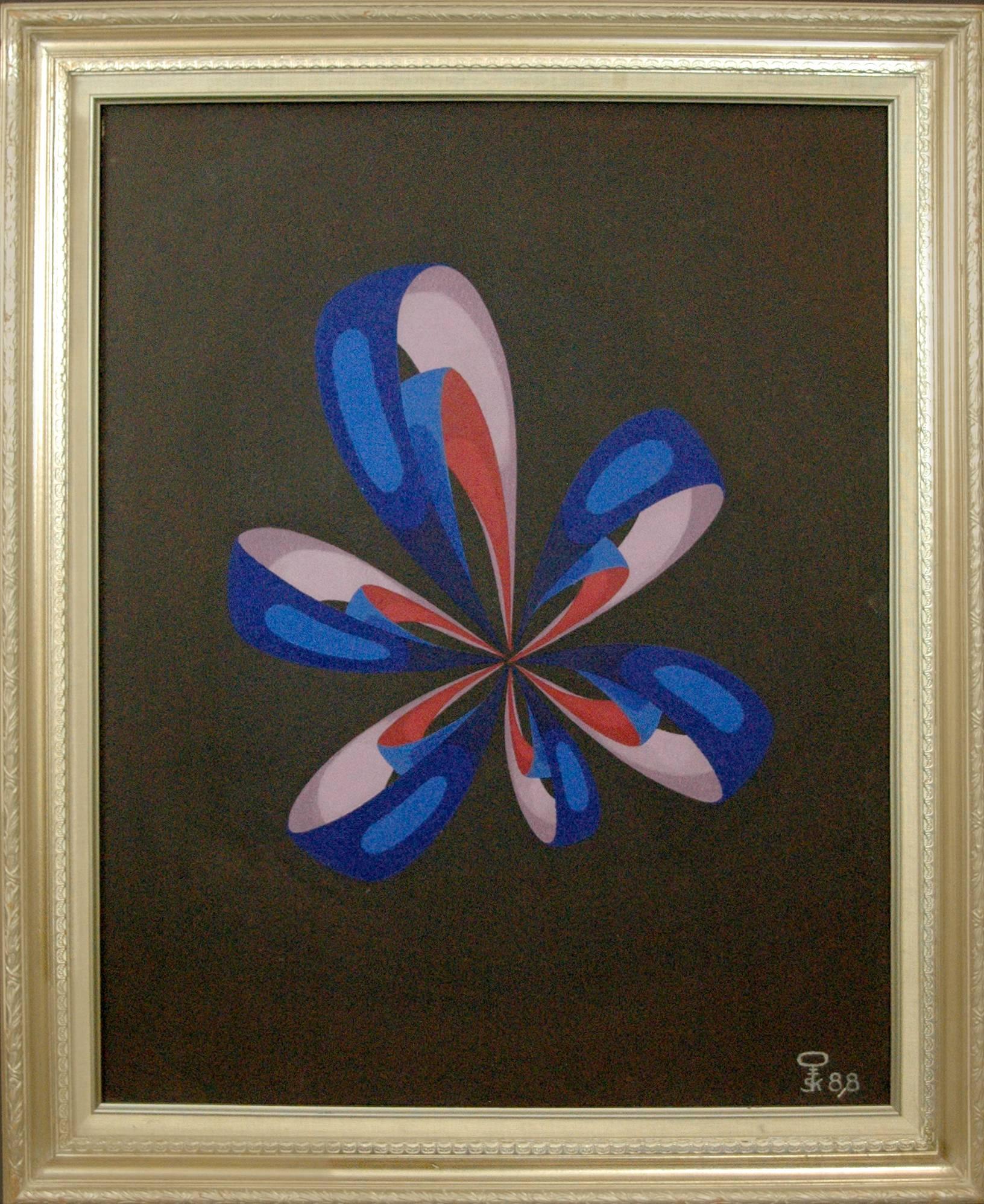 Cosmic Flower; Kluchik Steven; Hungarian born 1946; oil on board; - Painting by Steven Kluchik