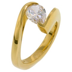 Used Steven Kretchmer 18K Yellow Pear Shaped CZ Tension Ring