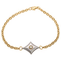 Steven Kretchmer Platinum and Yellow Gold Diamond Cushion Charm Bracelet 