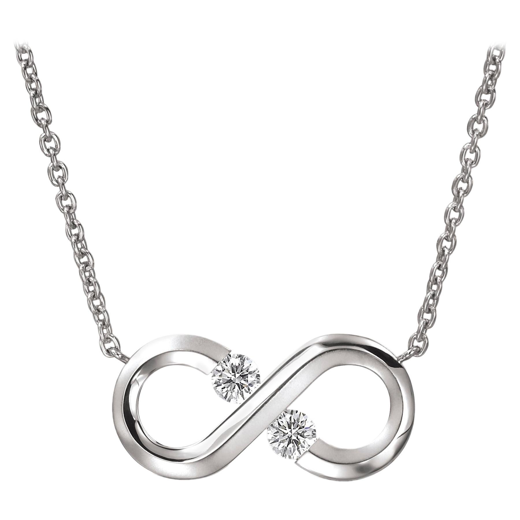 Steven Kretchmer Small Horizontal Infinity Necklace with Tension-Set Diamonds