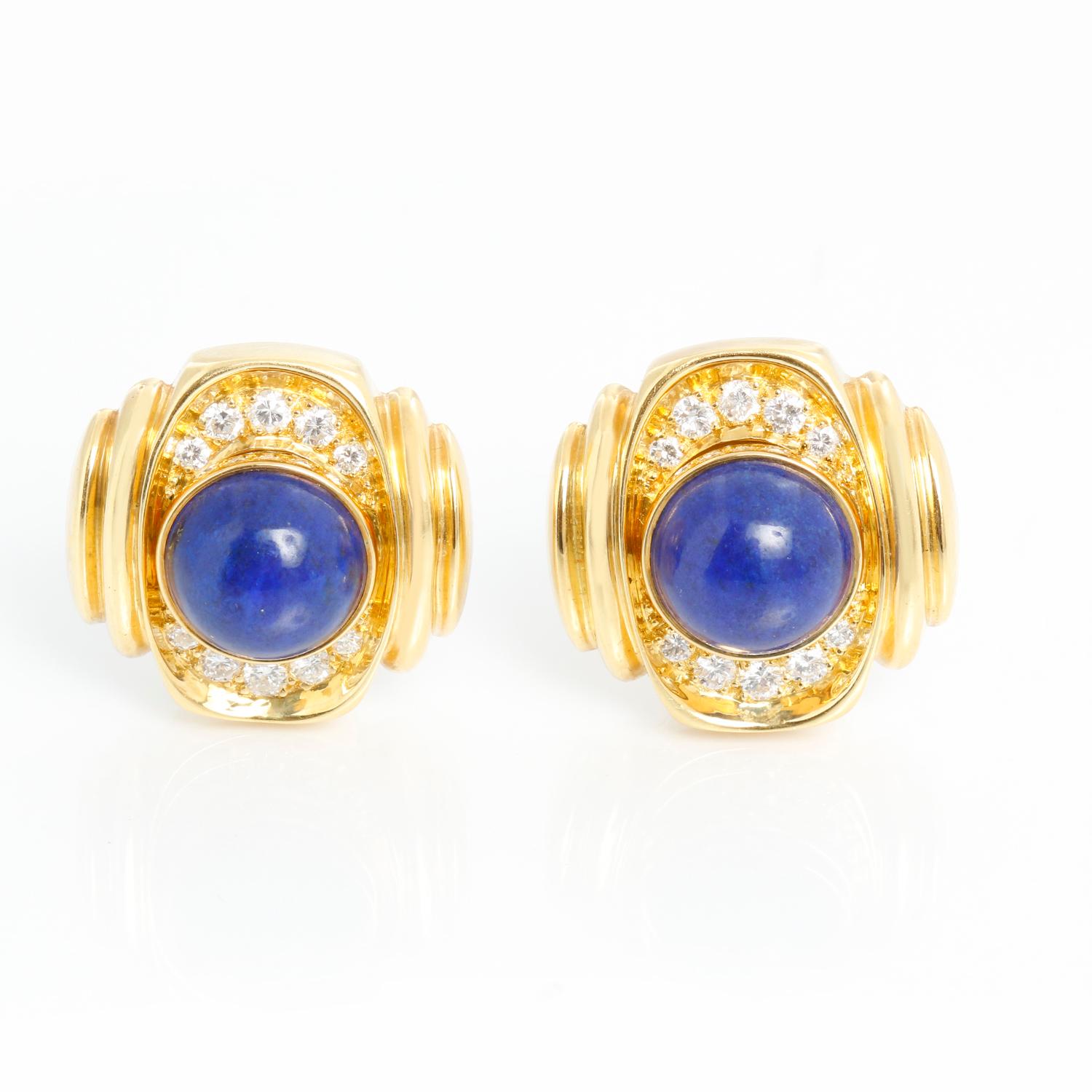 One pair of gold earrings each with 10 round brilliant cut diamonds with .42 ct weight. The earrings are 