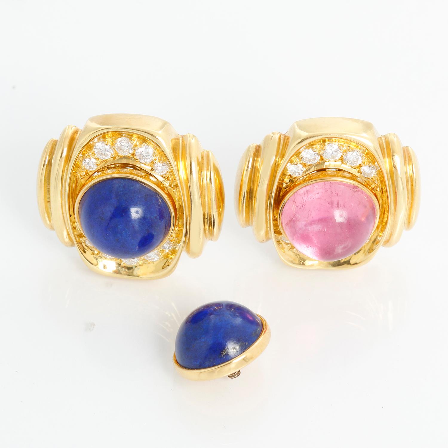 Women's Steven Lagos 18K Yellow Gold Interchangeable Gemstone Earrings For Sale