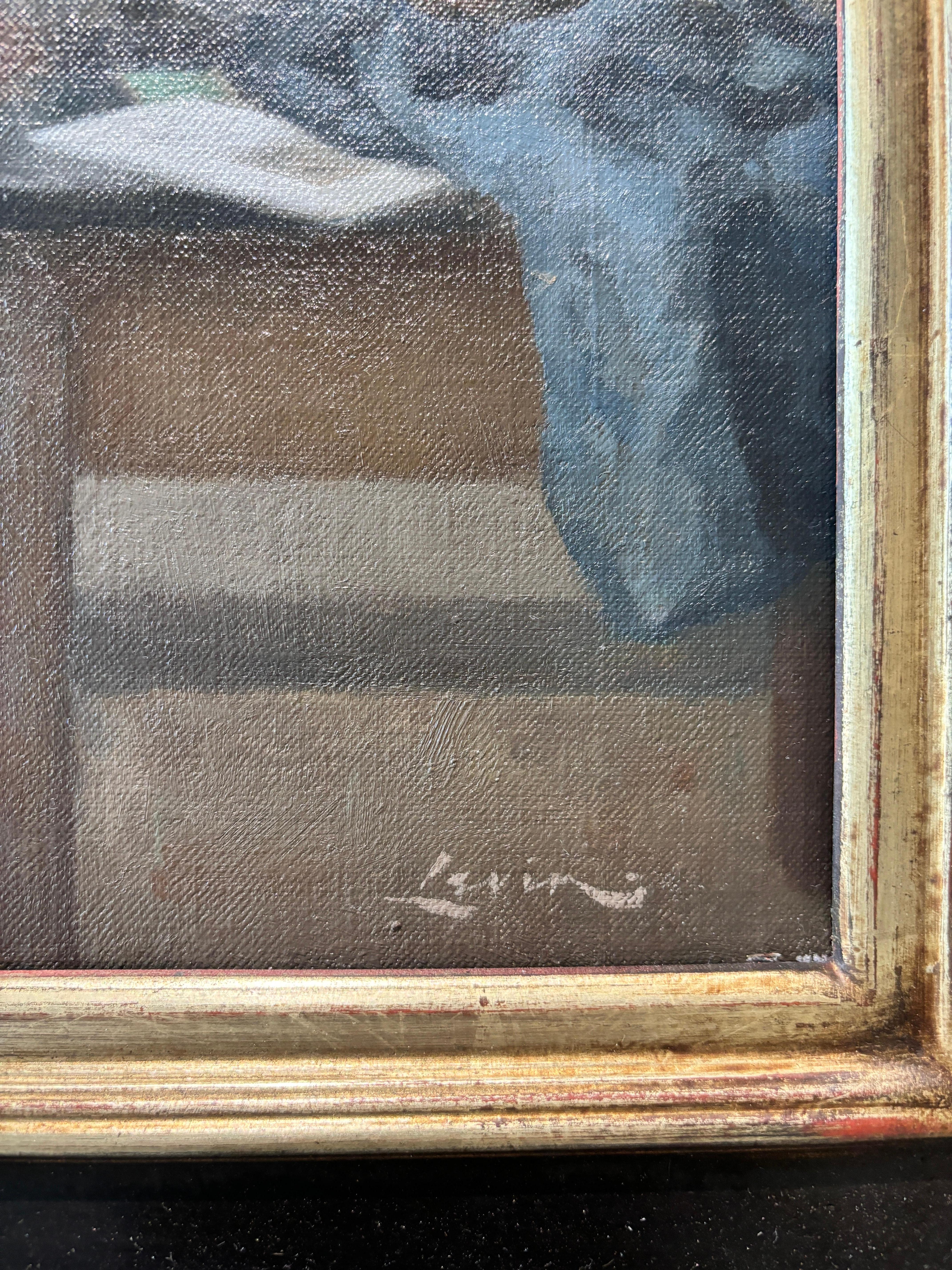 “Message” oil painting, american realist, figurative, interior, contemporary For Sale 4