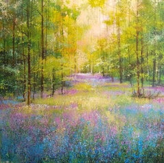 Woodland Glade -original floral landscape painting-contemporary woodland art