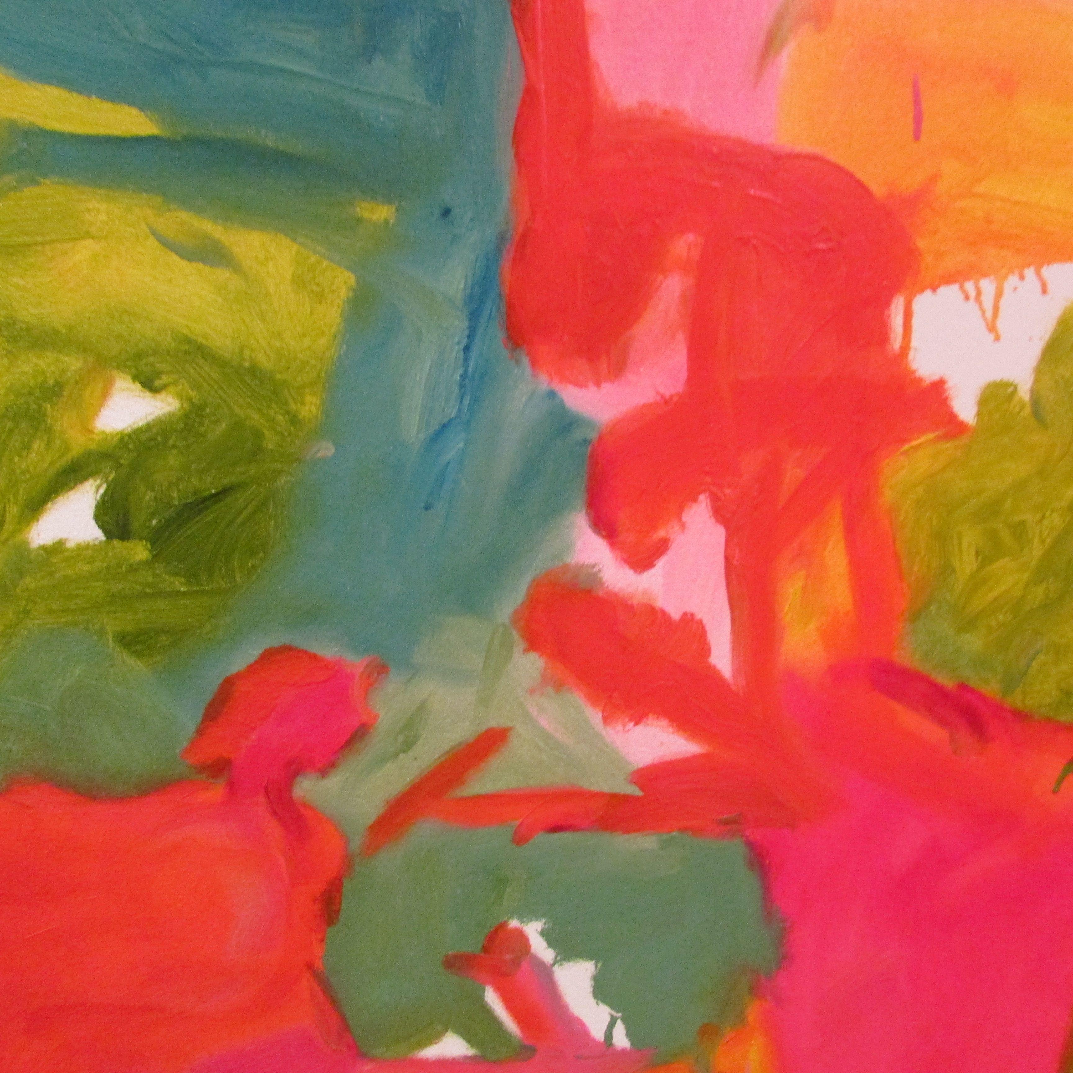Almost Forever, Painting, Oil on Canvas - Orange Abstract Painting by Steven Miller