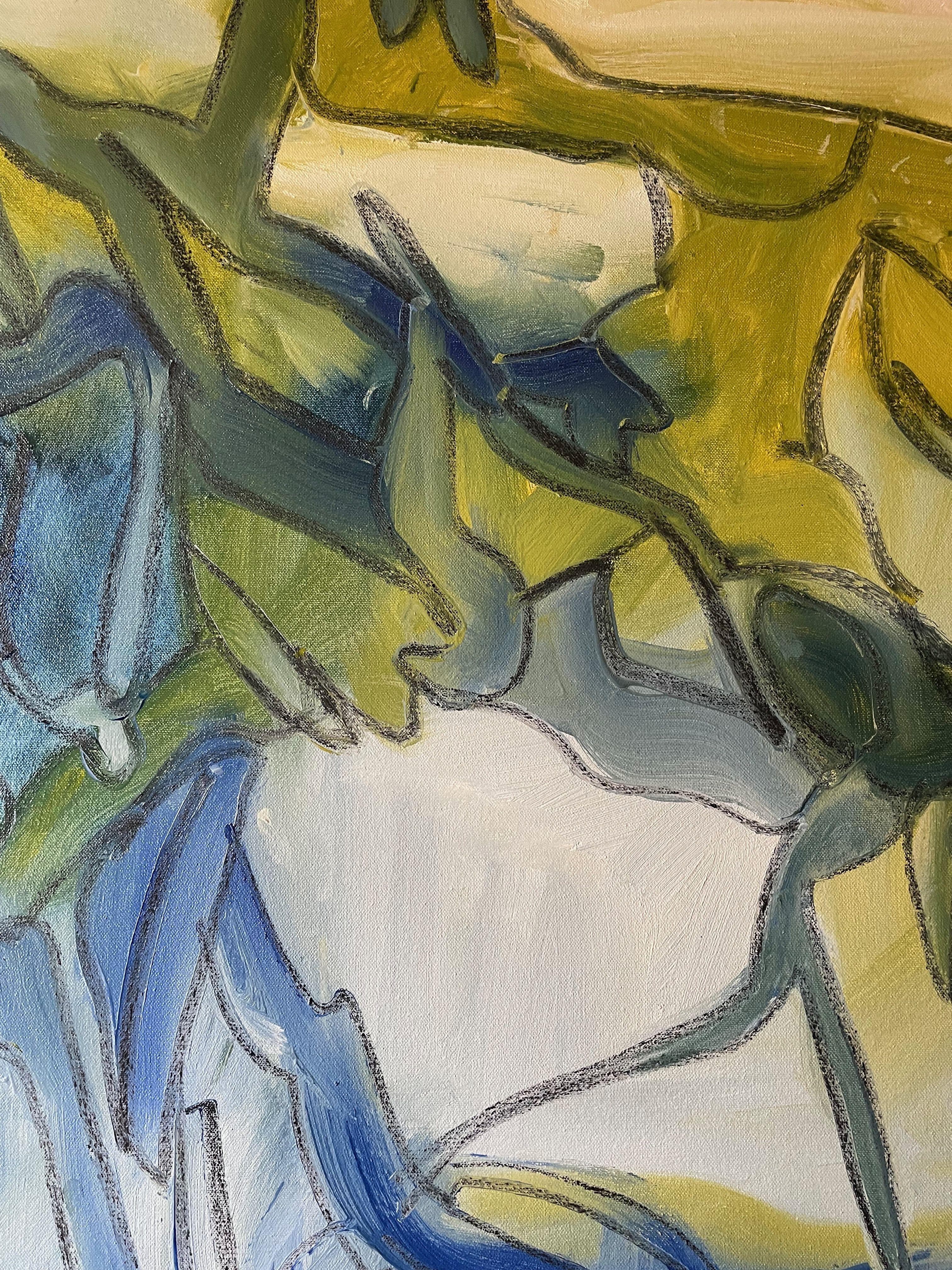 Cruzar siempre la línea, Pintura, Óleo sobre lienzo - Painting Abstracto de Steven Miller