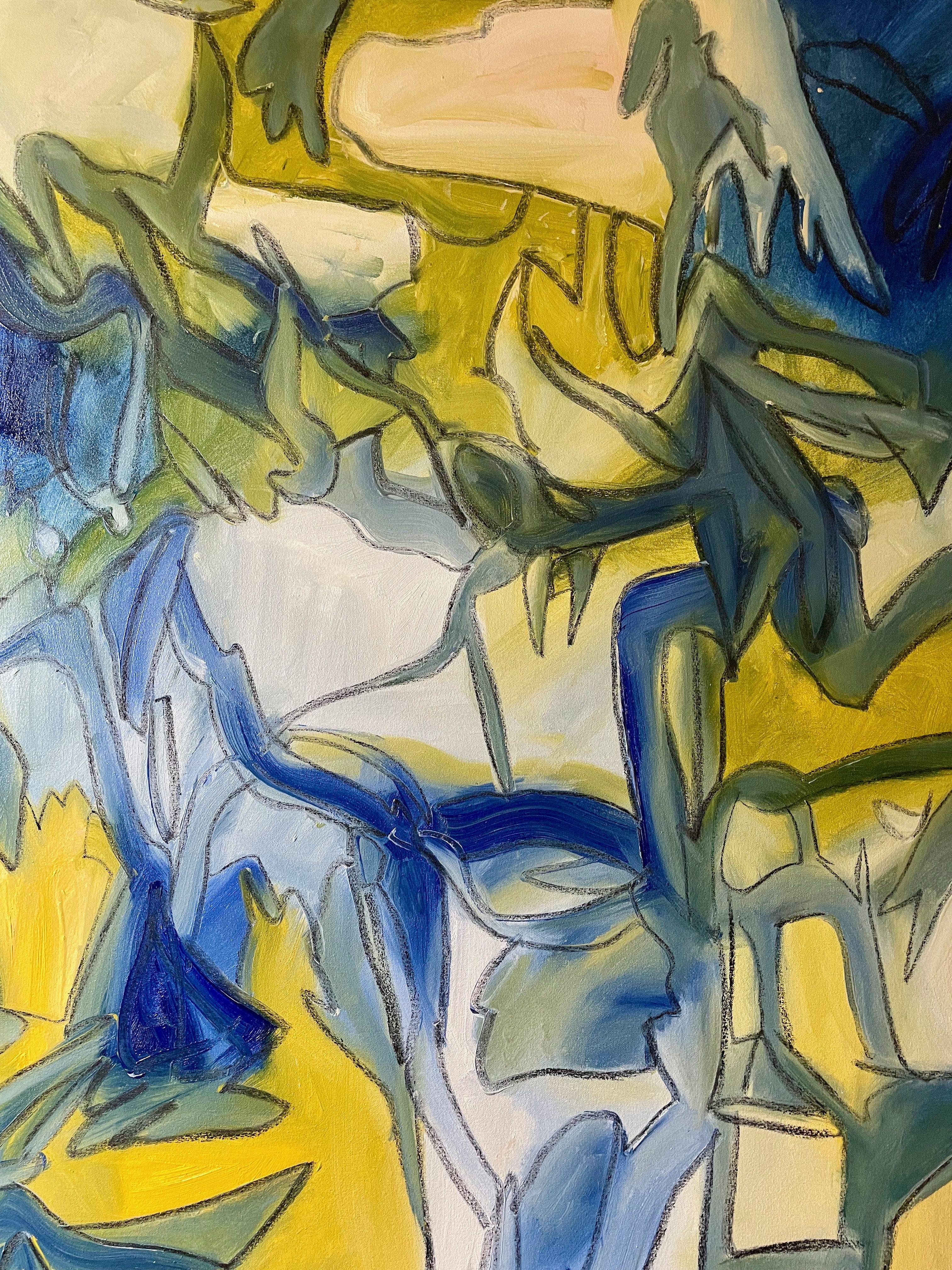 Abstract Painting de Steven Miller - Cruzar siempre la línea, Pintura, Óleo sobre lienzo