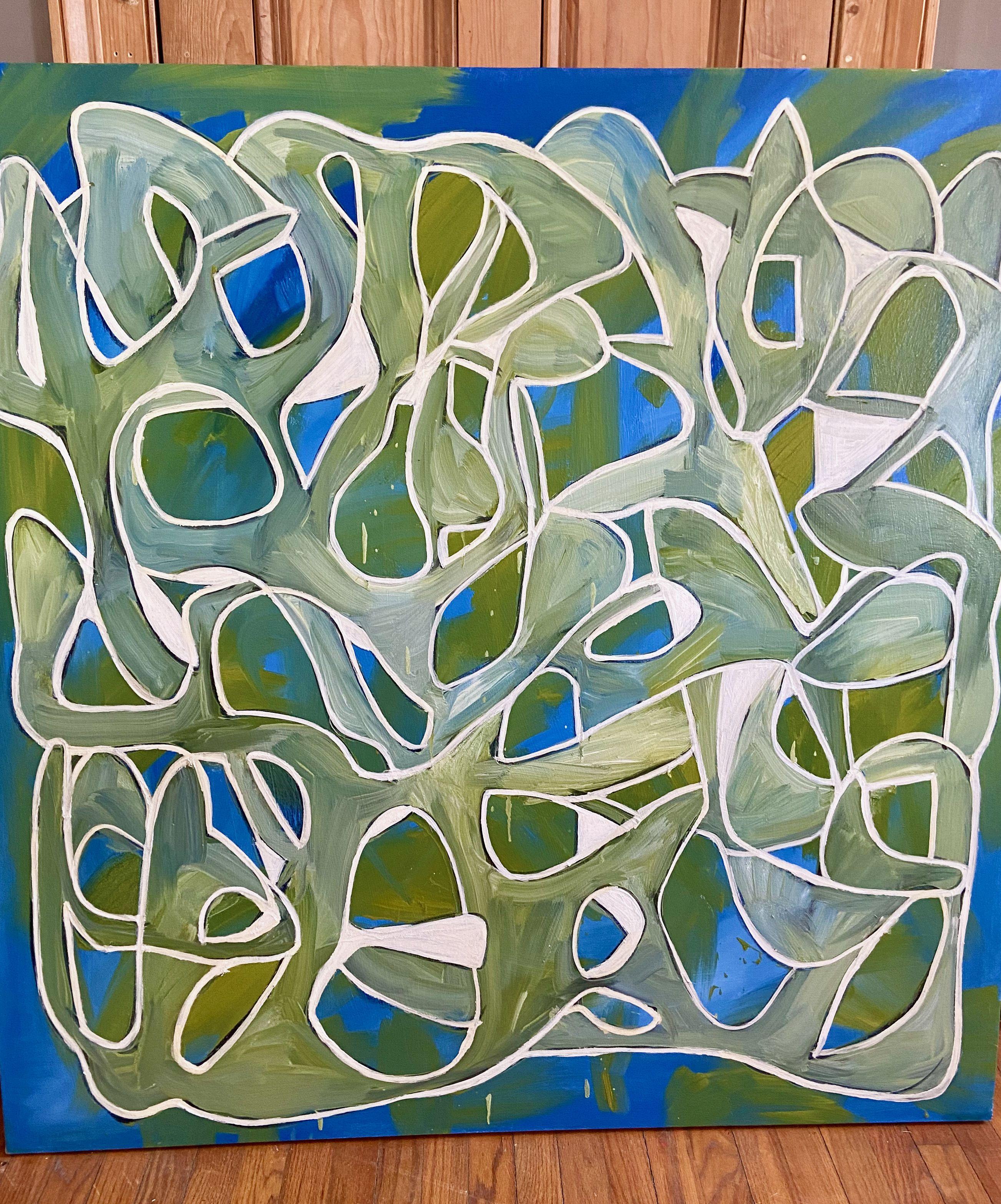 Oil on canvas abstract inspired by natural elements. My abstract paintings are all about creating excitement for the viewer through concentrated exploration. Each painting is inspired by nature, travels, or imagination and created to embody