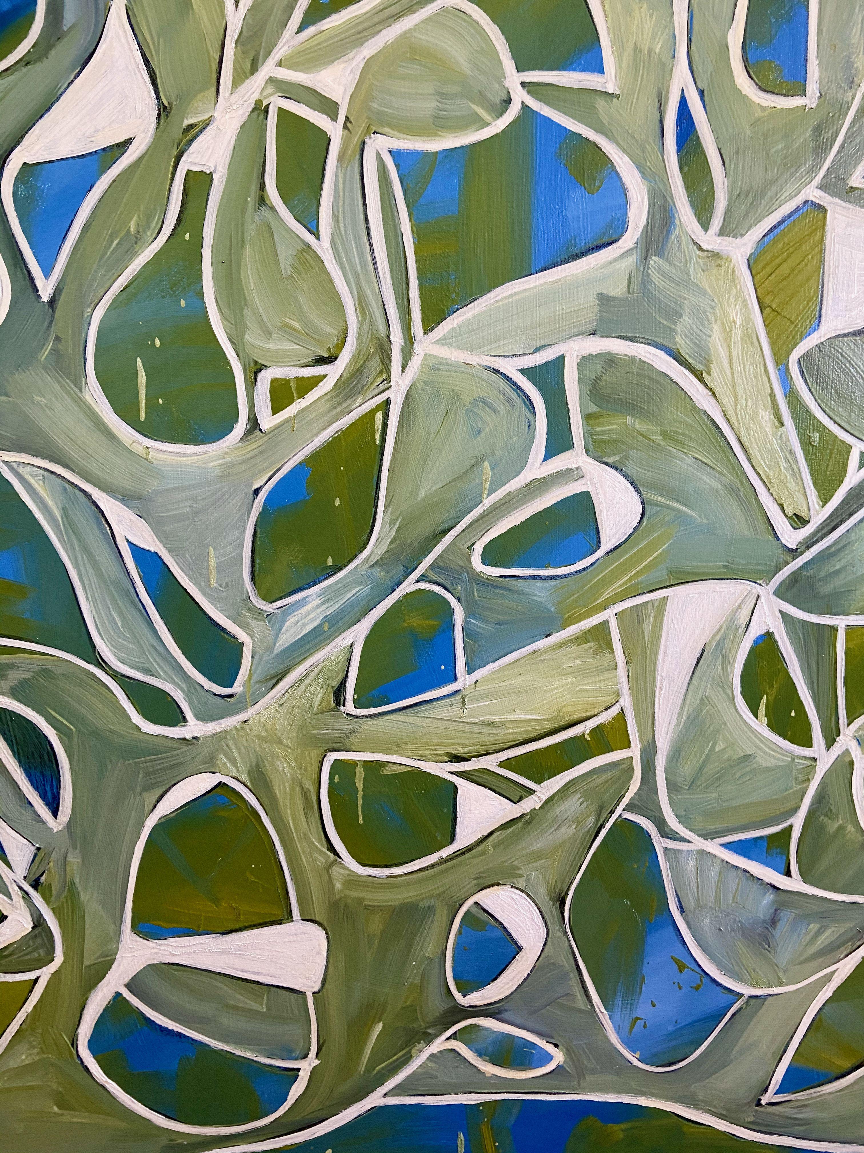 Oil on canvas abstract inspired by natural elements. My abstract paintings are all about creating excitement for the viewer through concentrated exploration. Each painting is inspired by nature, travels, or imagination and created to embody