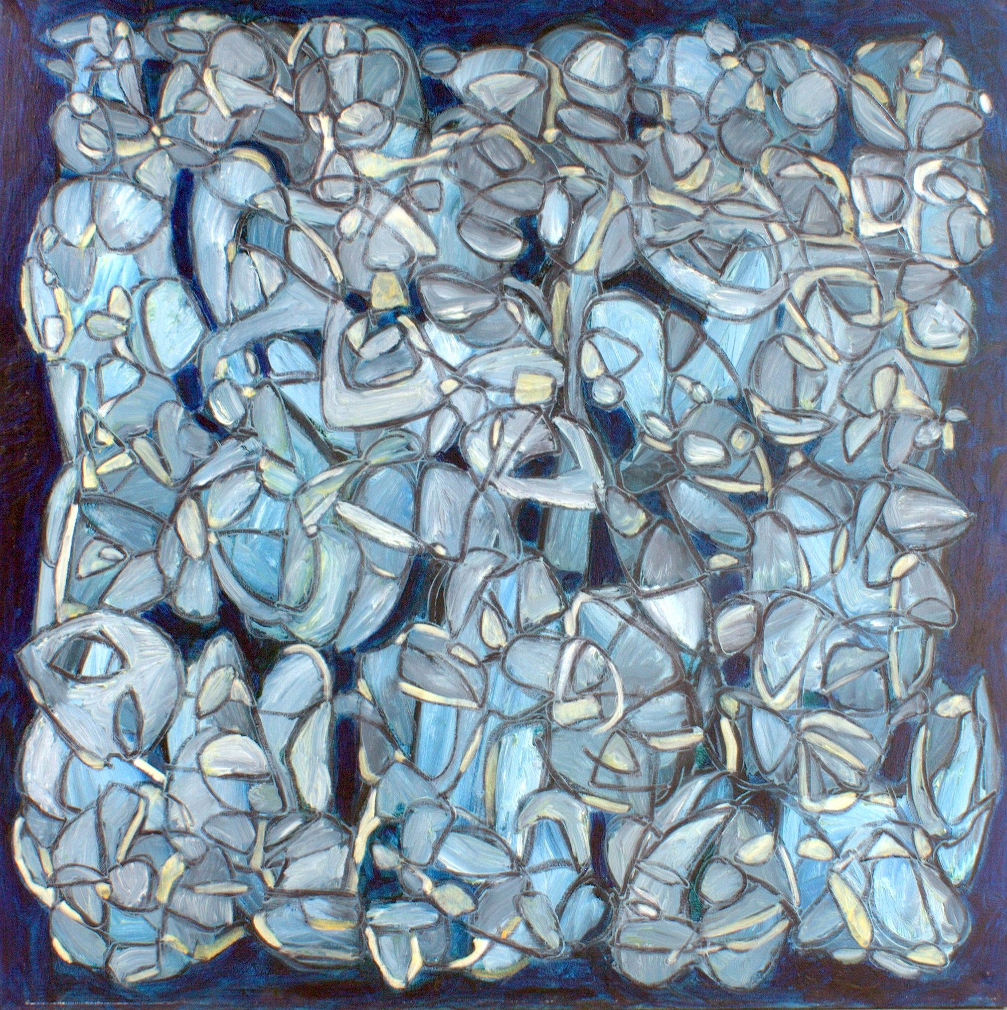 Occhi blu, Pittura, Olio su tela - Painting di Steven Miller