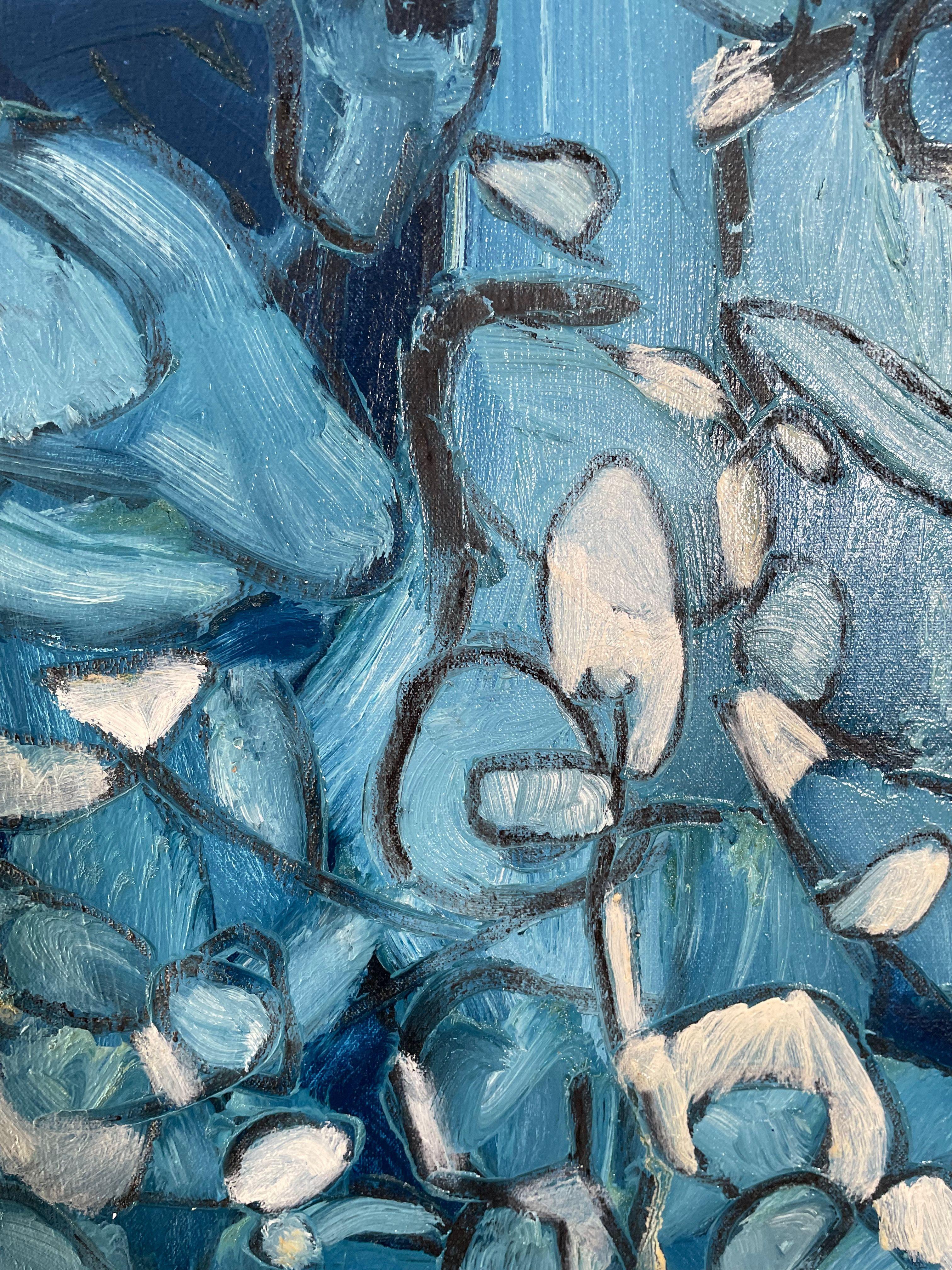 Dream III, peinture à l'huile sur toile, bleu foncé en vente 1