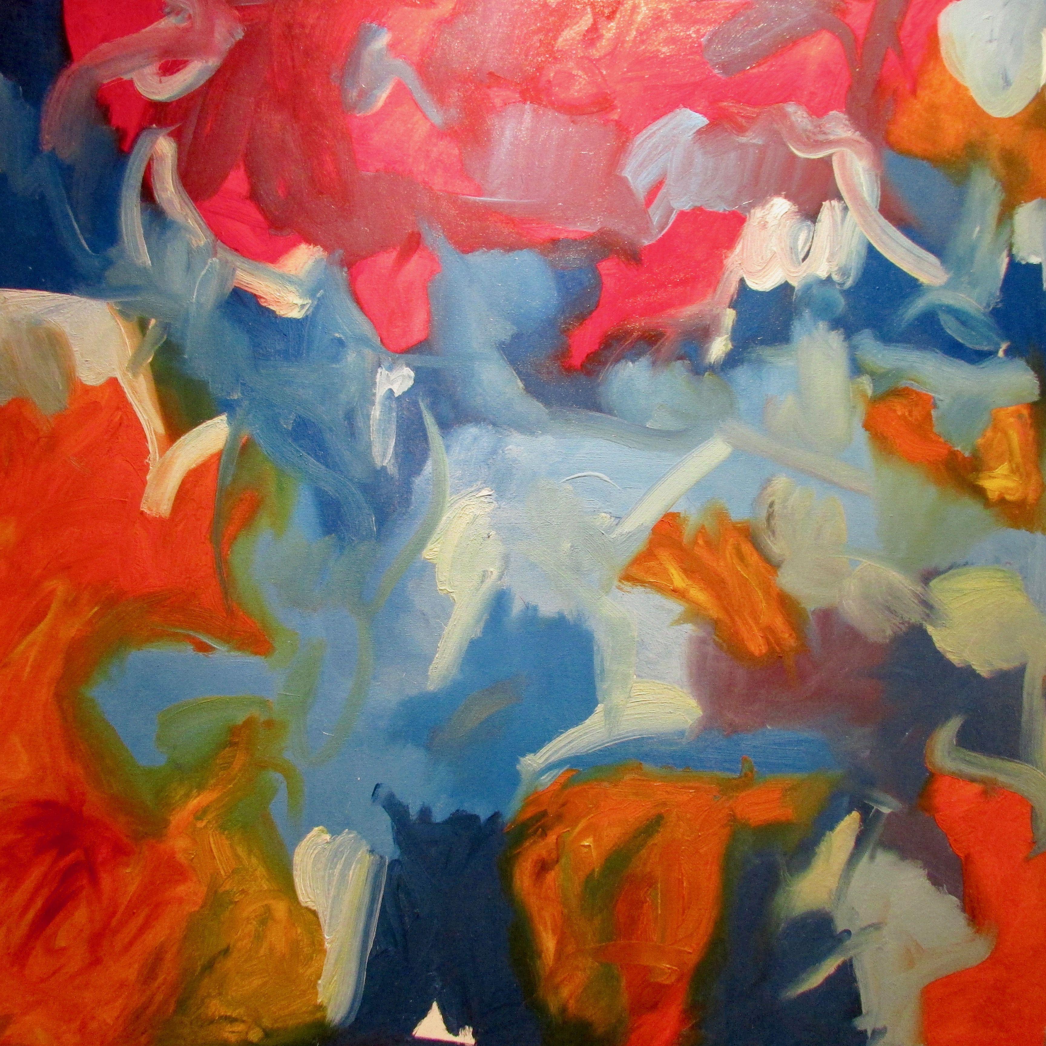 Abstract Painting de Steven Miller - Aquí viene otra vez, Pintura, Óleo sobre lienzo