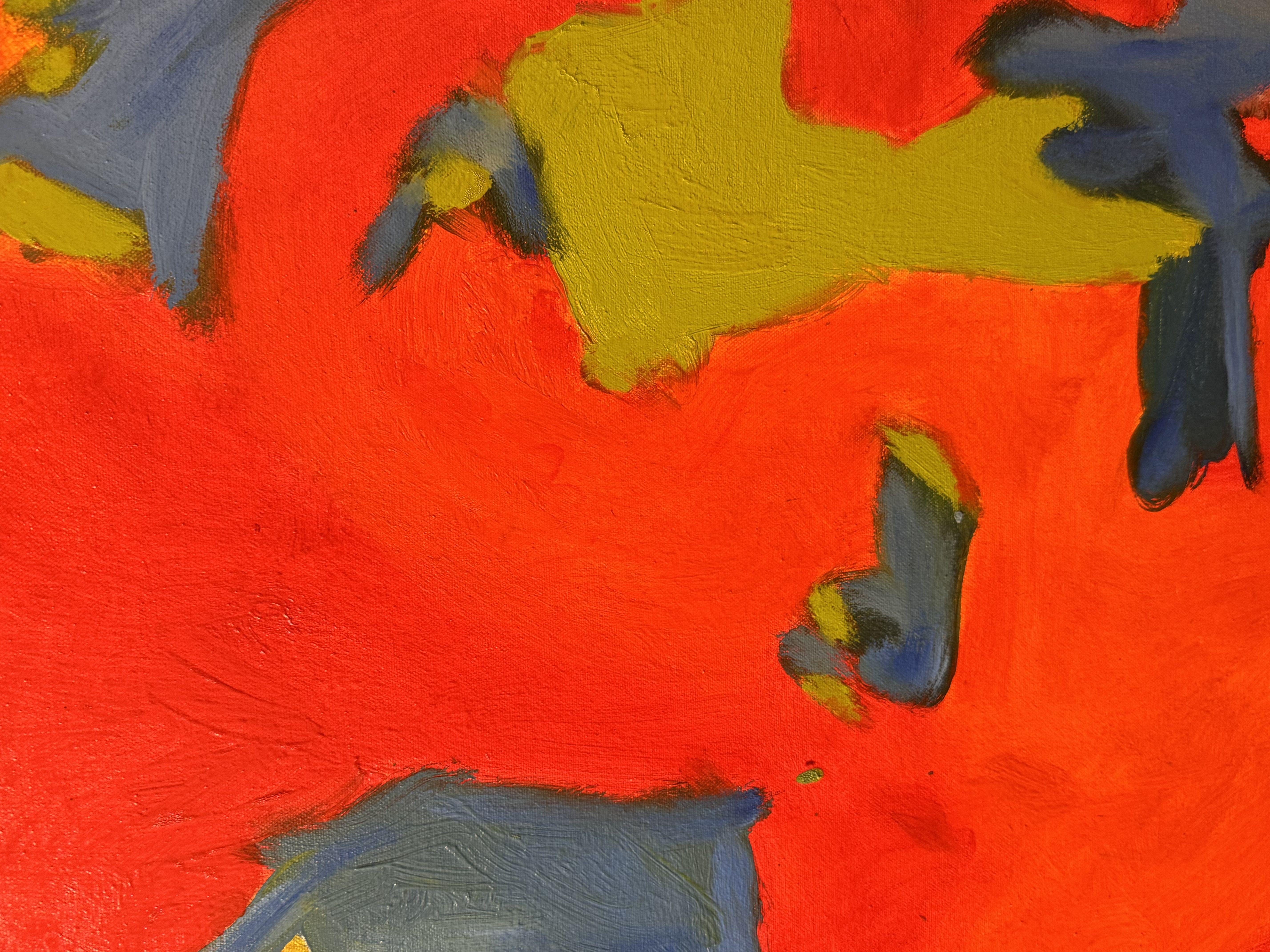 La vita è EZ, Pittura, Olio su tela - Abstract Painting Rosso di Steven Miller