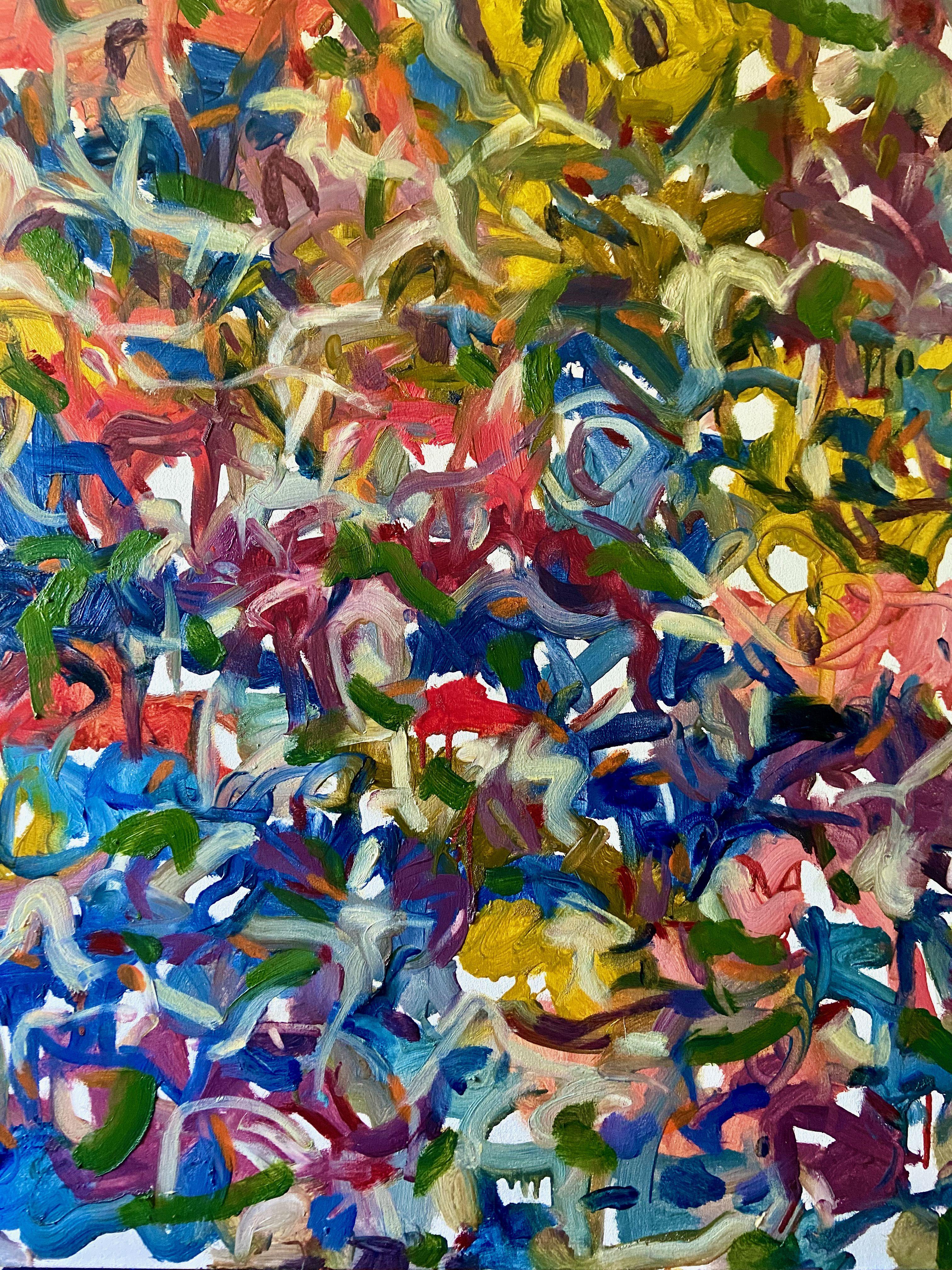 Oil on canvas inspired by nature, life, observations, color theory, travel and dreams. My abstract paintings are all about creating excitement for the viewer through concentrated exploration. Each painting is inspired by nature, travels, or