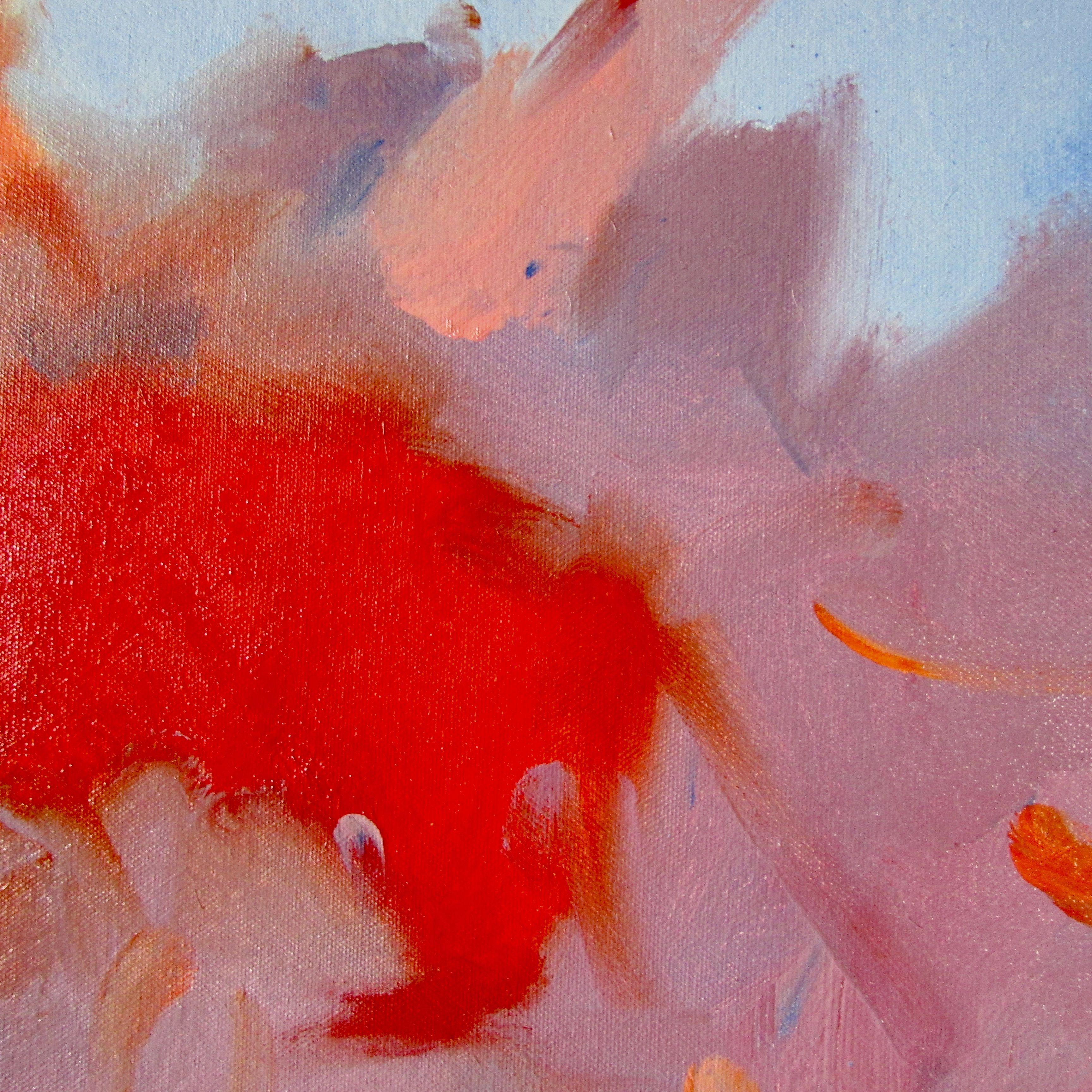 Not The Storm, Painting, Oil on Canvas - Red Abstract Painting by Steven Miller