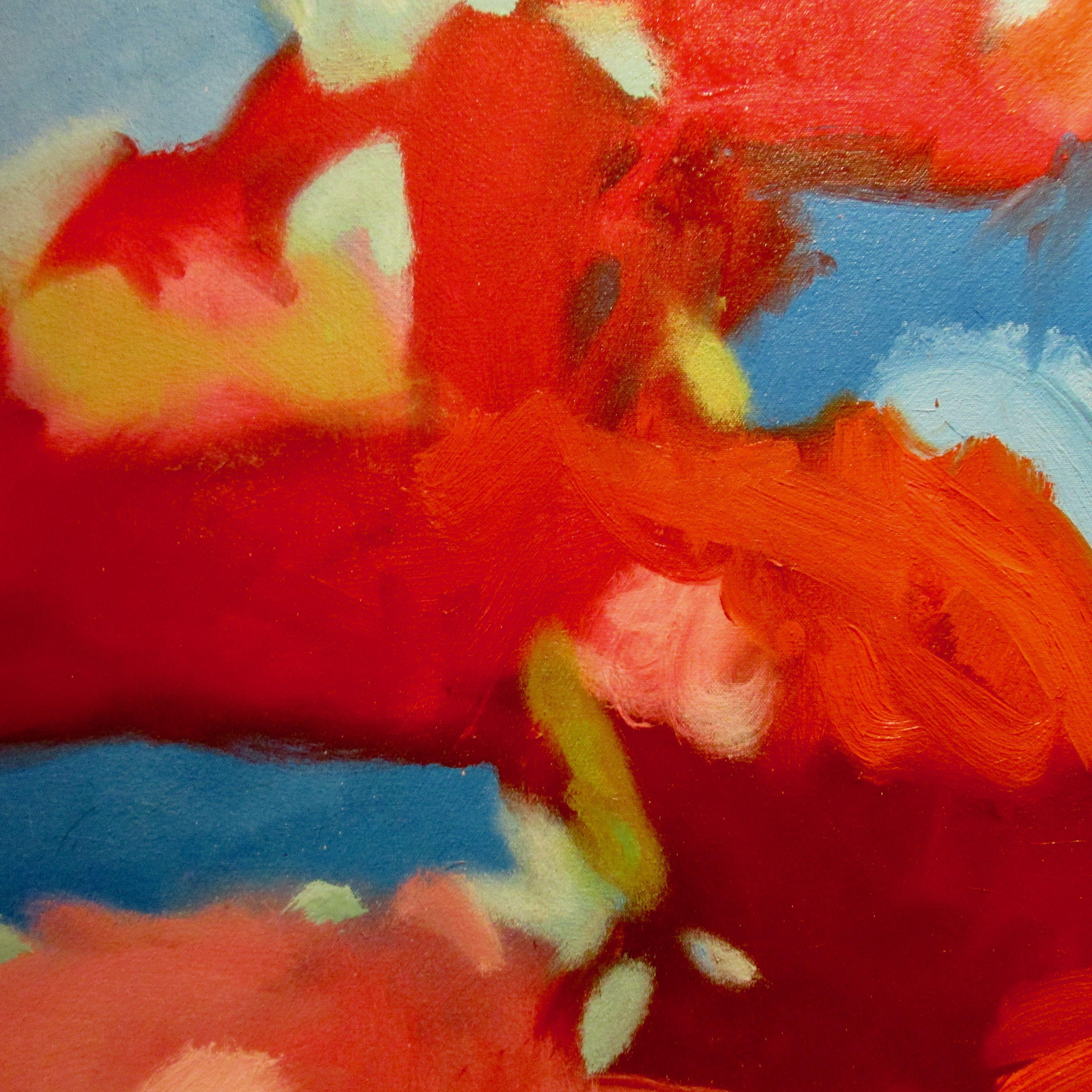 The Promise, Painting, Oil on Canvas - Red Abstract Painting by Steven Miller