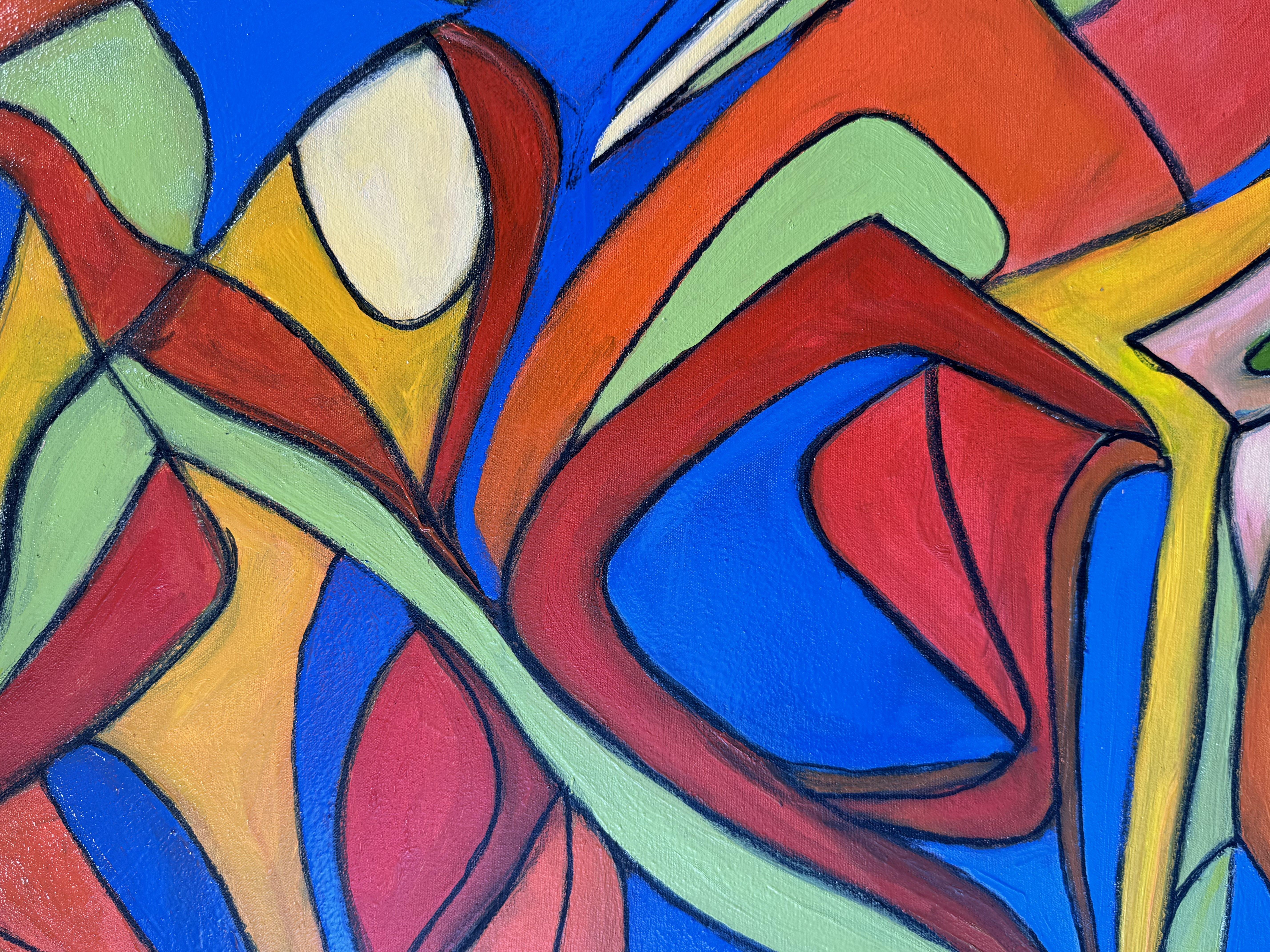 La svolta della vita, Pittura, Olio su tela - Abstract Painting Arancia di Steven Miller