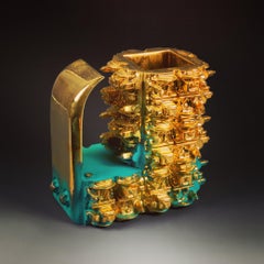 Contemporary, Ceramic, Sculpture, Gold Luster, Glaze, Euclidean Large Stein