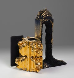 "Tasse mit Portal", Contemporary, Keramik, Skulptur, Goldglanz, Glasur