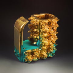 "Euclidean Large Stein", Contemporary, Ceramic, Sculpture, Gold Luster, Glaze