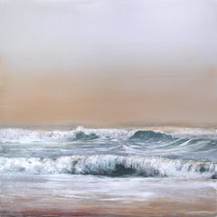 Peinture Calm Seascape of Crashing Waves Settling Into Dusk