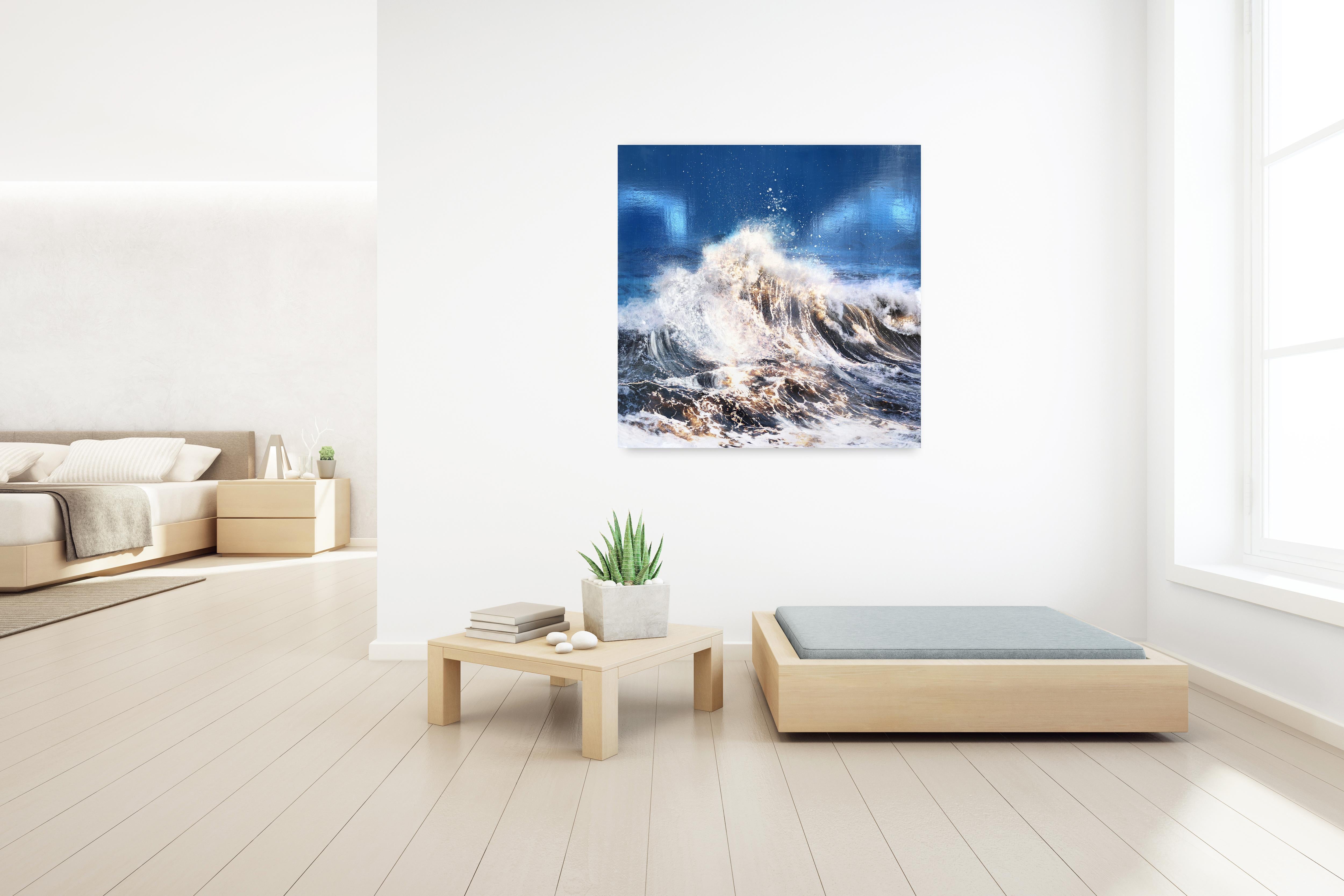Ungezähmt - Mächtige Ozeanwellen (Fotorealismus), Mixed Media Art, von Steven Nederveen