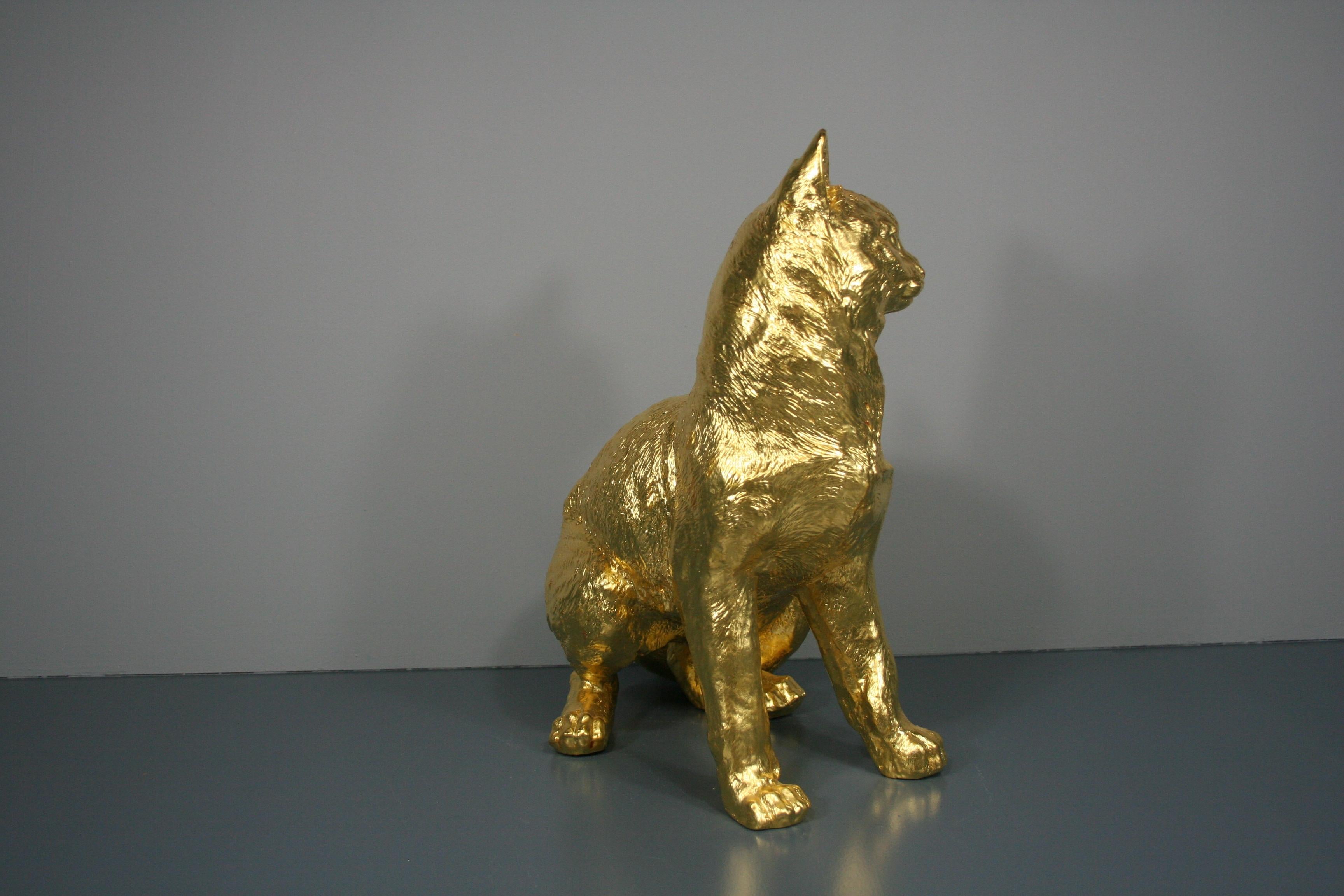 Goldenes Katzenpaar 24 Karat vergoldet im Angebot 1