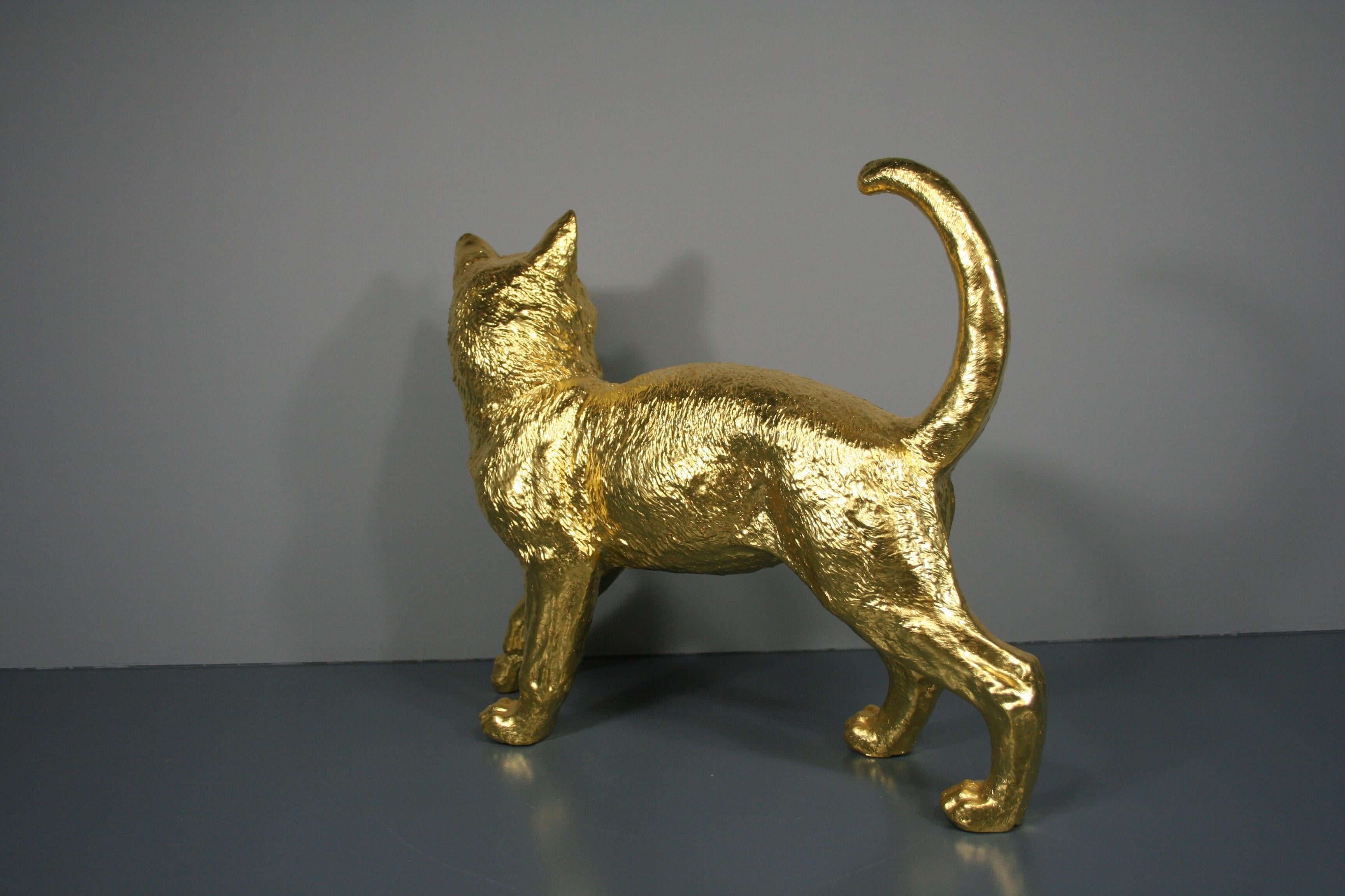 Goldenes Katzenpaar 24 Karat vergoldet im Angebot 5