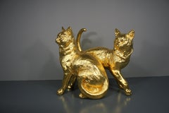 Golden cat pair 24 Karat gilded