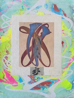 American Artist Handmade Multi Colored Paper With Collage Steven Sorman