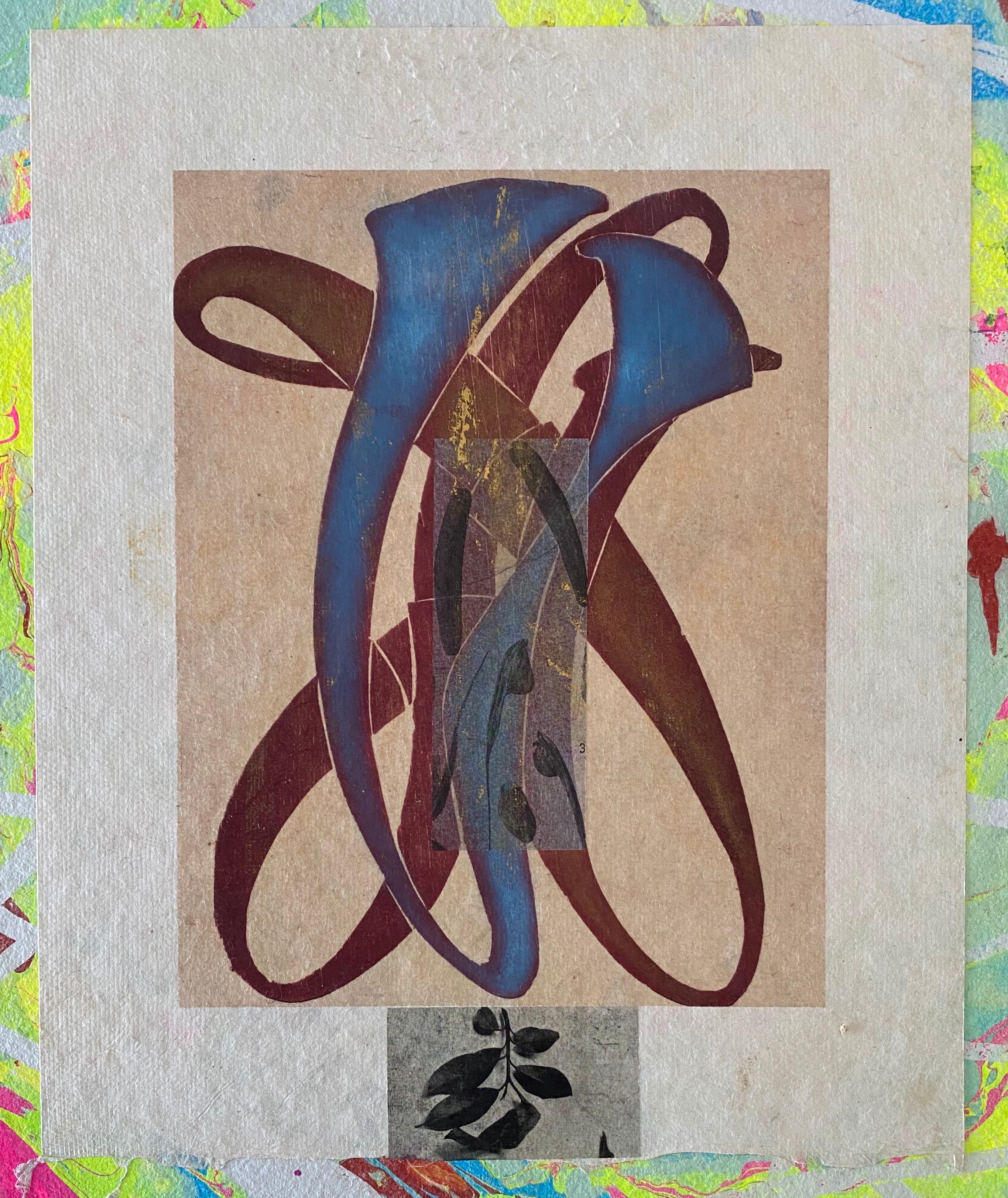Papier multicolore fait main par un artiste américain avec collage Steven Sorman en vente 2