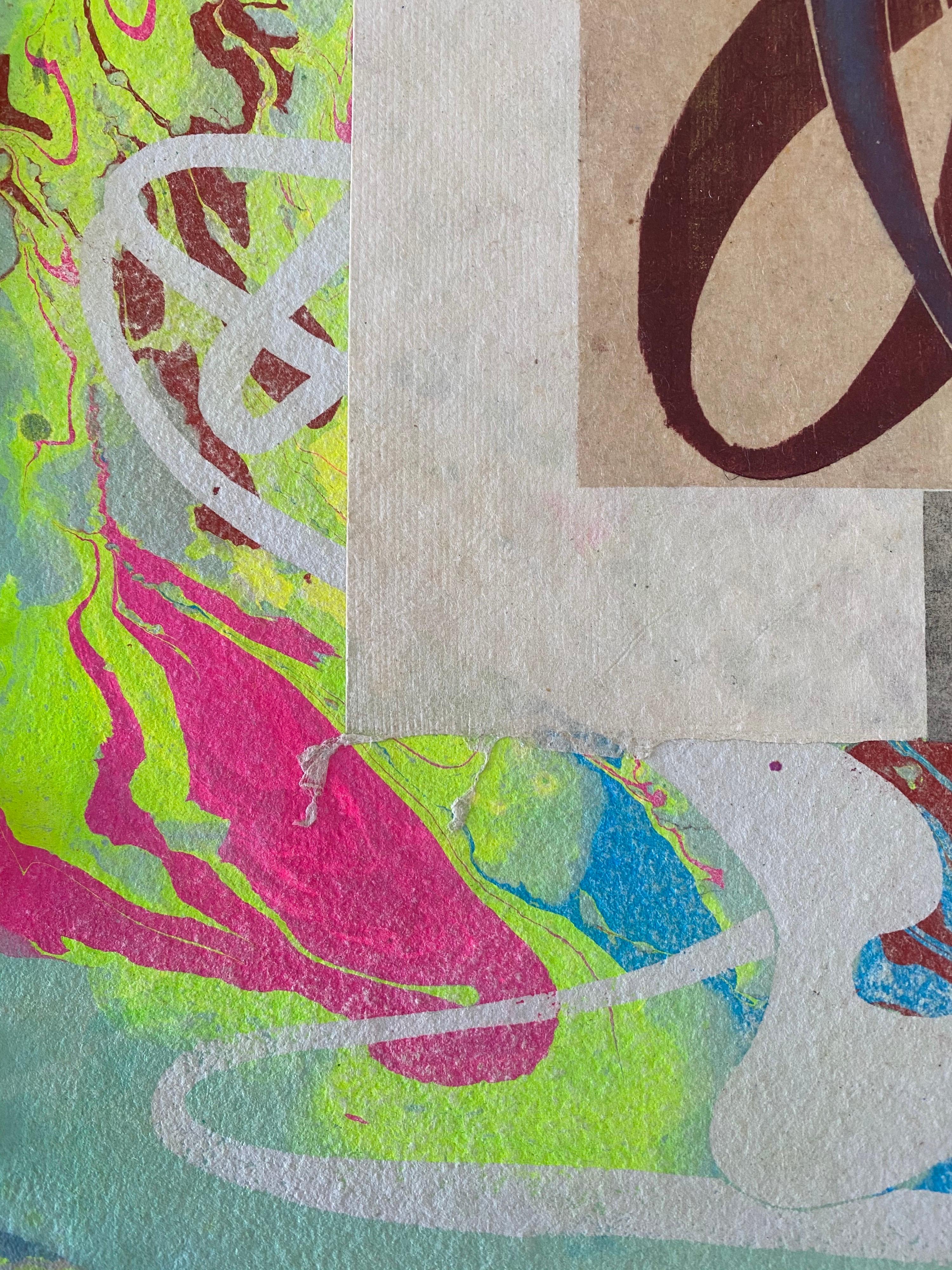 Papier multicolore fait main par un artiste américain avec collage Steven Sorman en vente 3