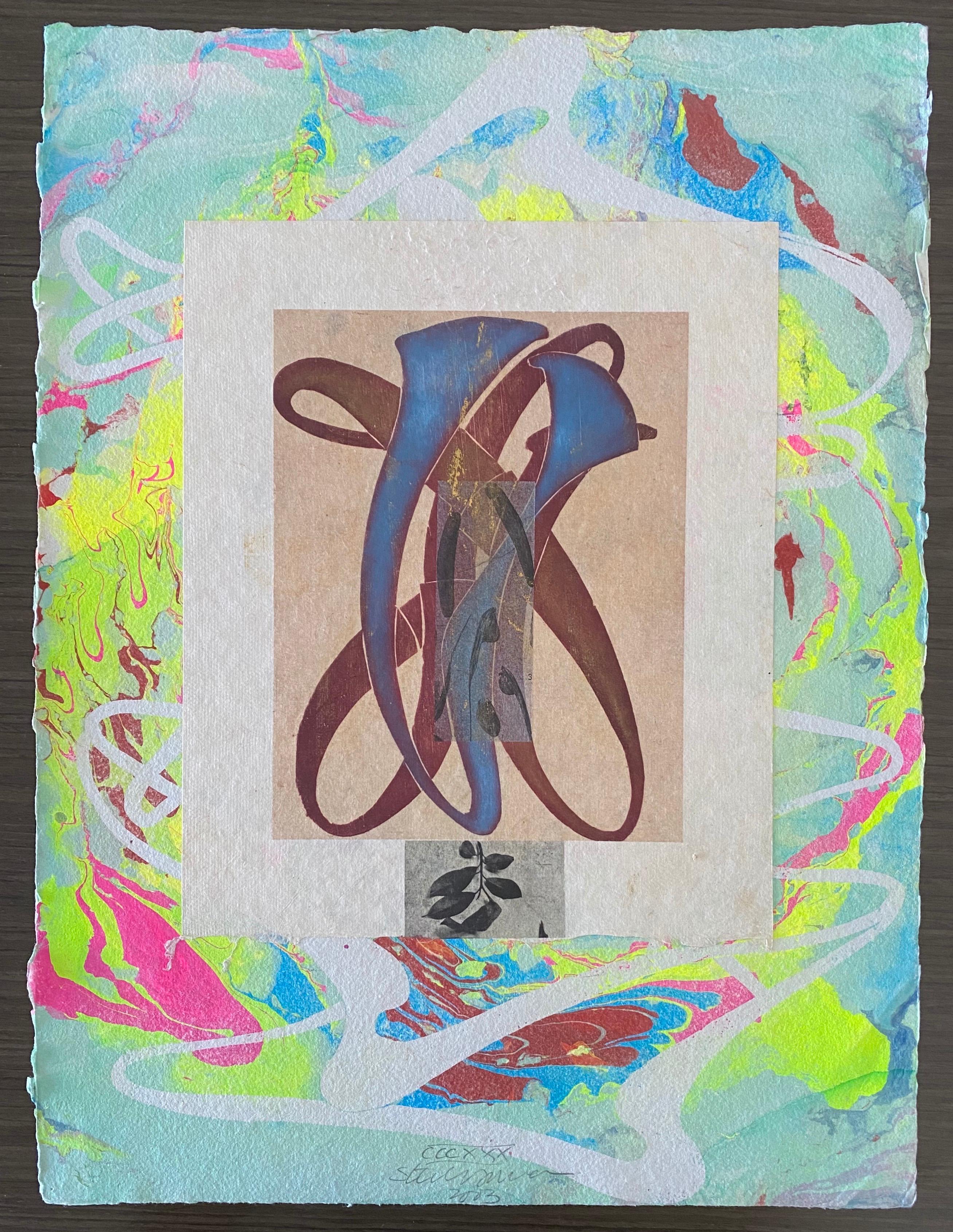 Papier multicolore fait main par un artiste américain avec collage Steven Sorman en vente 7