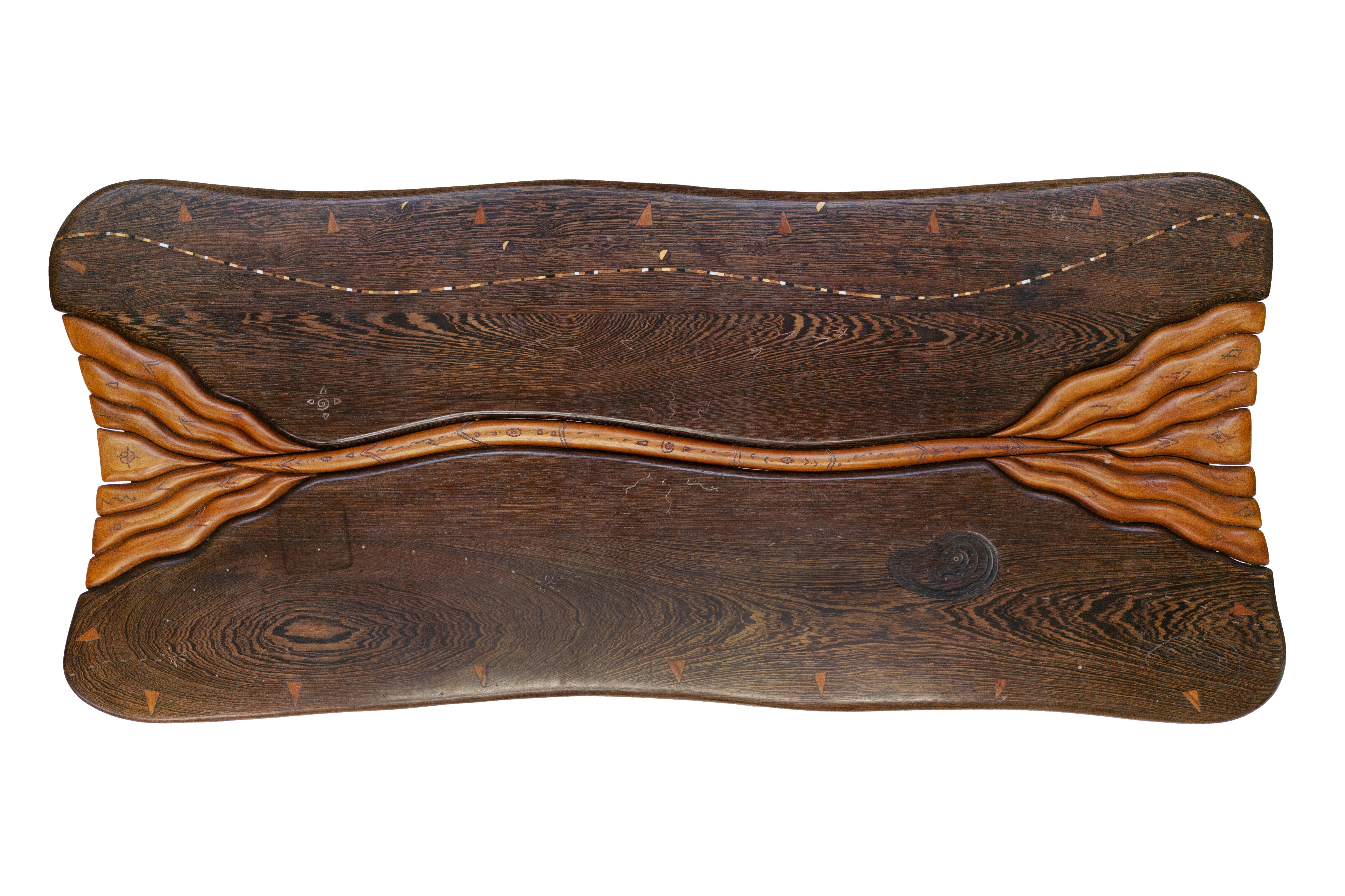 Oak Steven Spiro Hand Carved Coffee Table For Sale