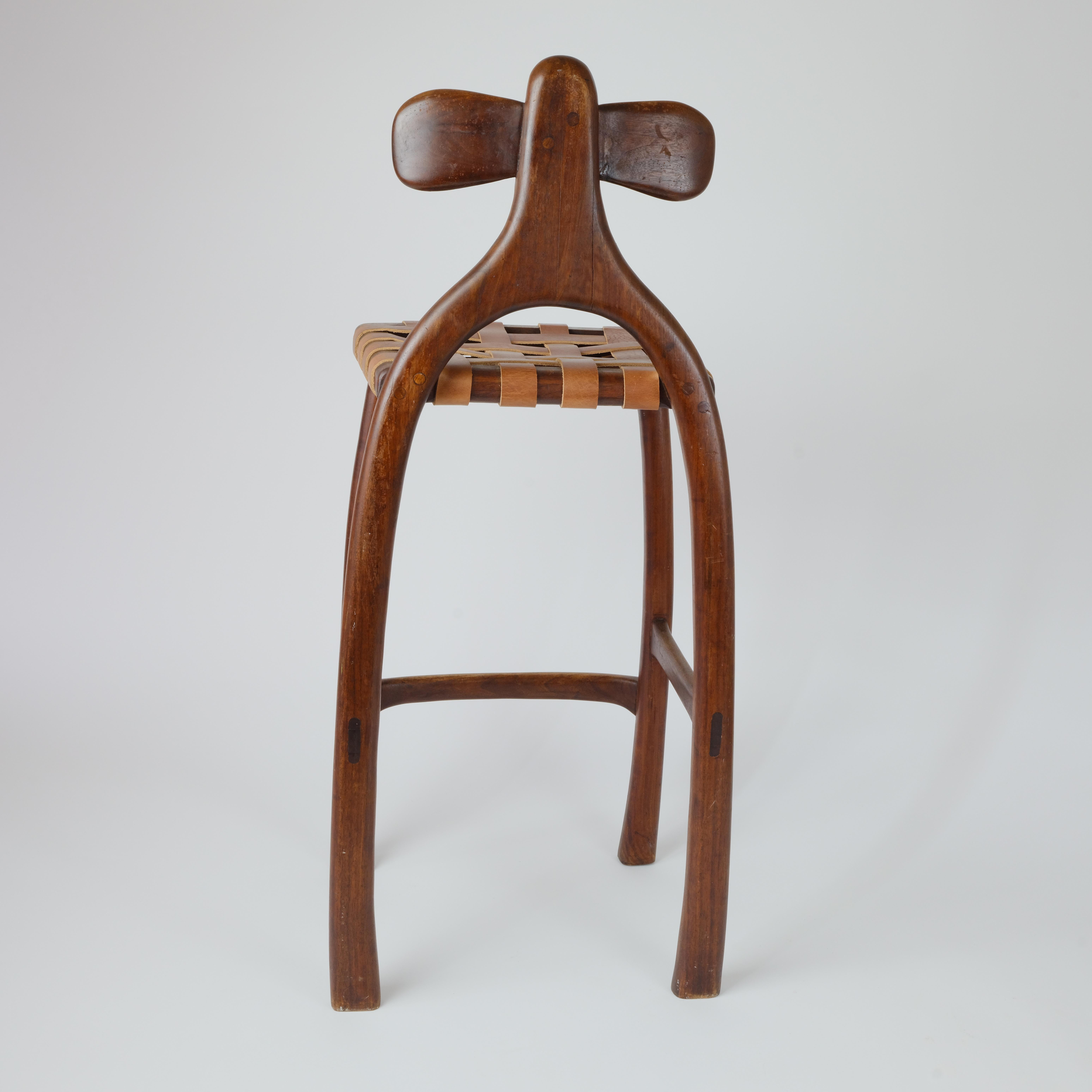 American Craftsman Steven Spiro Studio Craft Stool w/ Leather Seat.