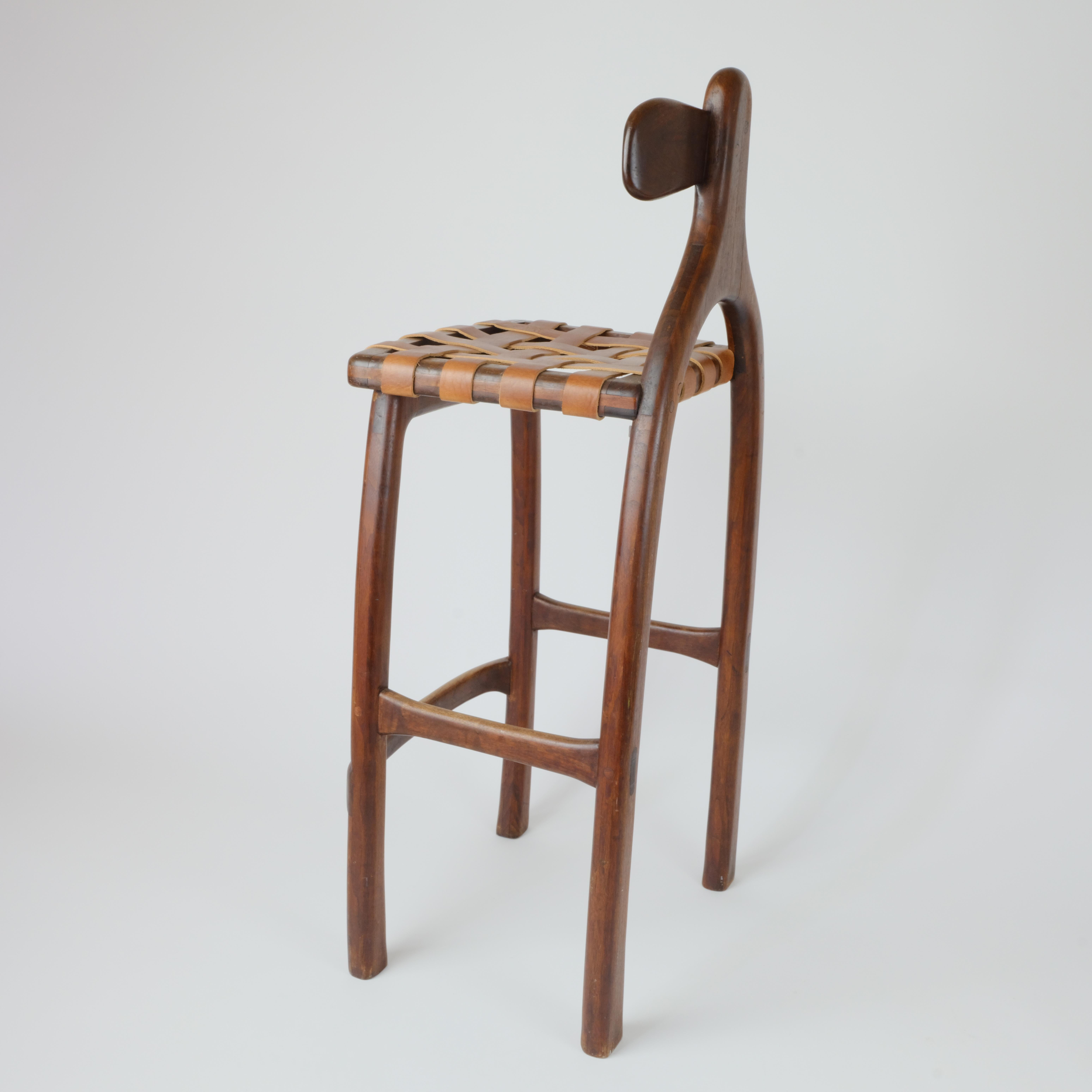American Steven Spiro Studio Craft Stool w/ Leather Seat.