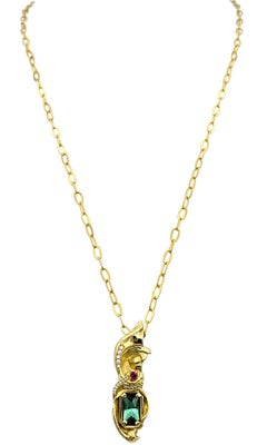 Steven Tyler the Designer "Gilded Gods" Tourmaline, Ruby & Diamond 18K Necklace