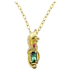 Steven Tyler, Designer "Gilded Gods" Halskette aus 18 Karat Turmalin, Rubin & Diamant