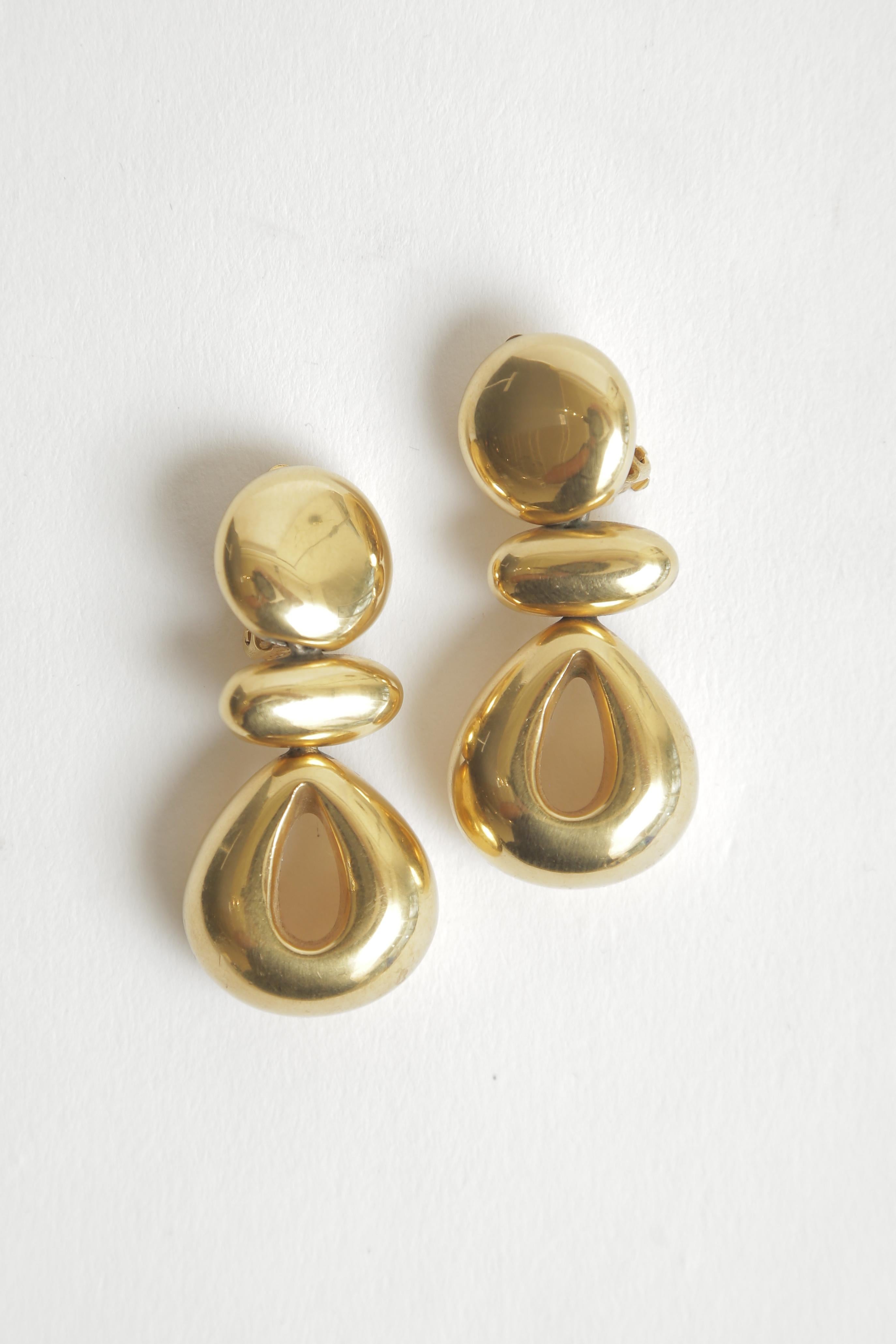Modern Steven Vaubel Geometric Sculptural Clip On Dangle Earrings Vintage