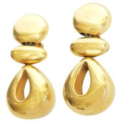 Steven Vaubel Geometric Sculptural Clip On Dangle Earrings Vintage